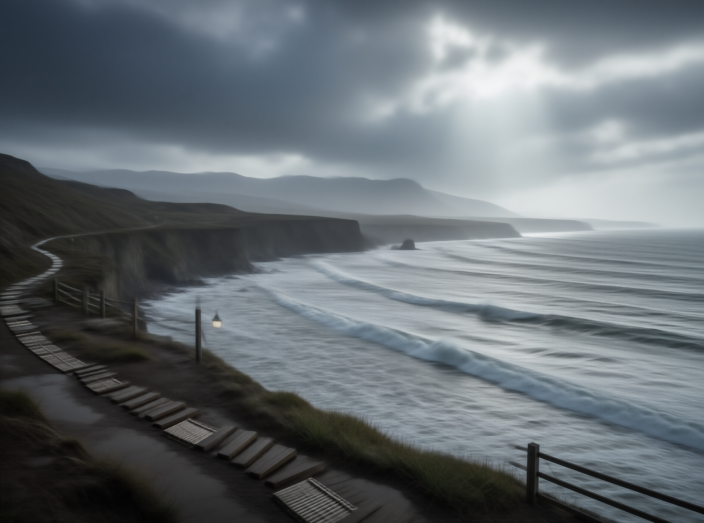 Stormy Coastal Cliff Path