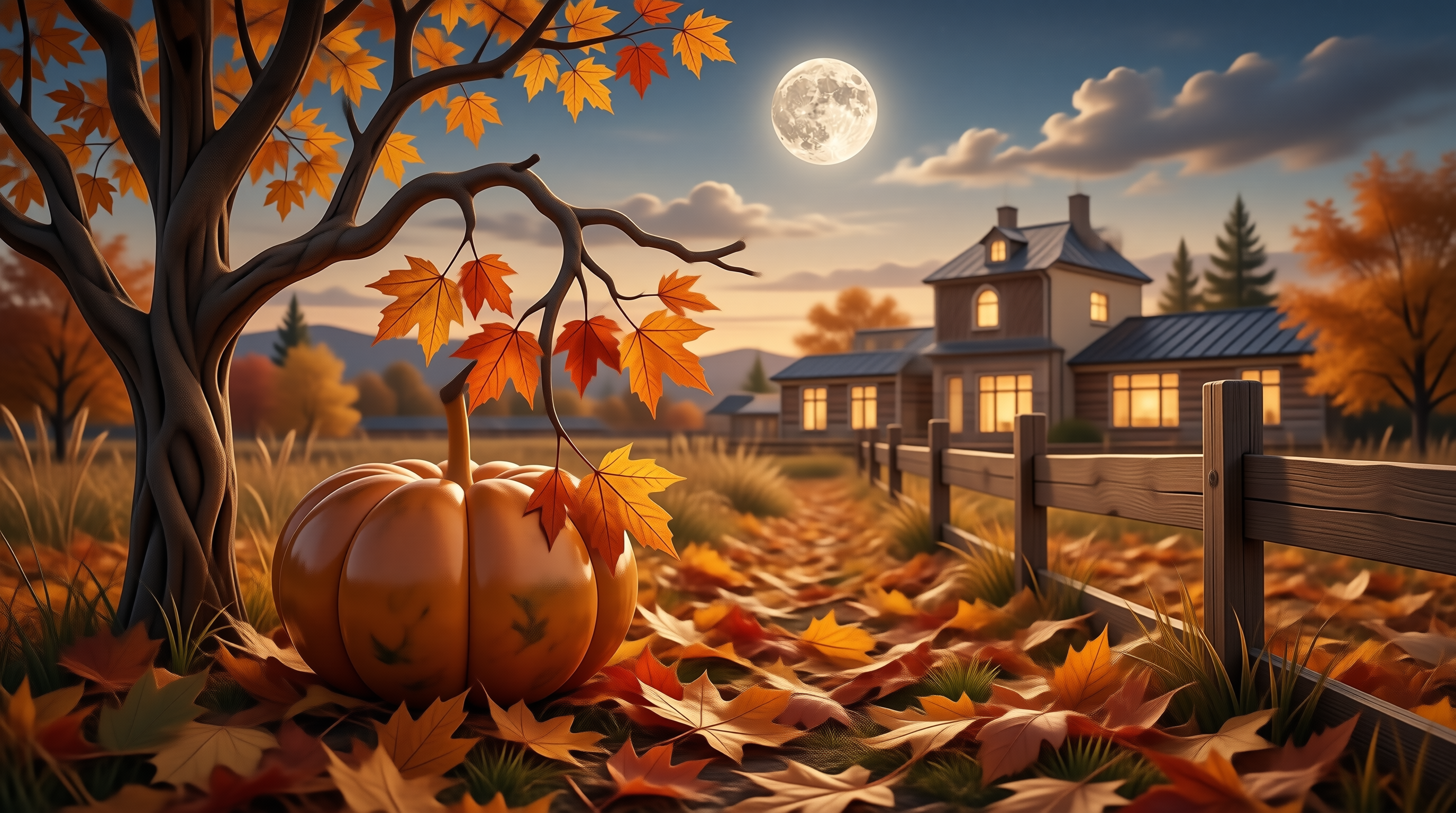 Autumn Moonlit Pumpkin