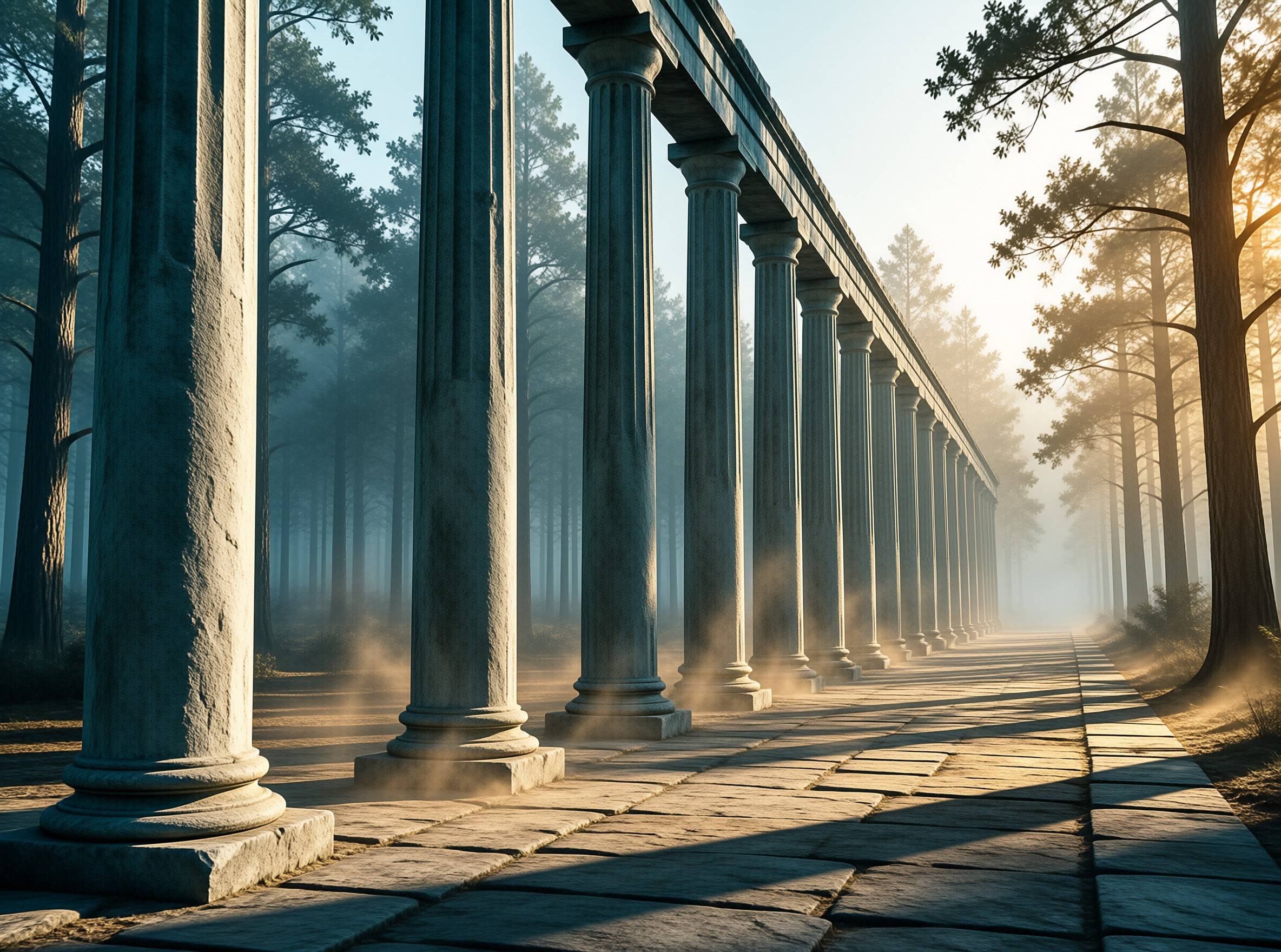 Ancient Columns in Mist