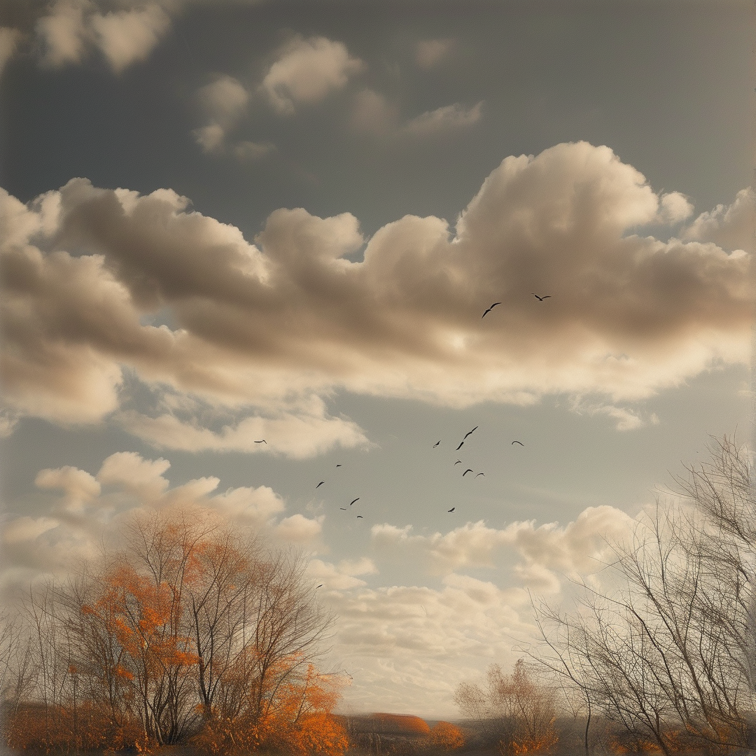 Autumn Sky with Birds