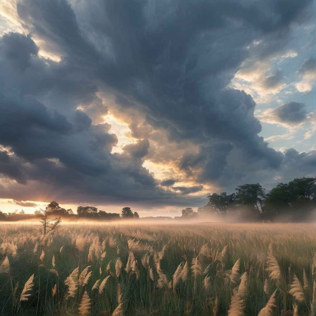 Golden Light Over Misty Field