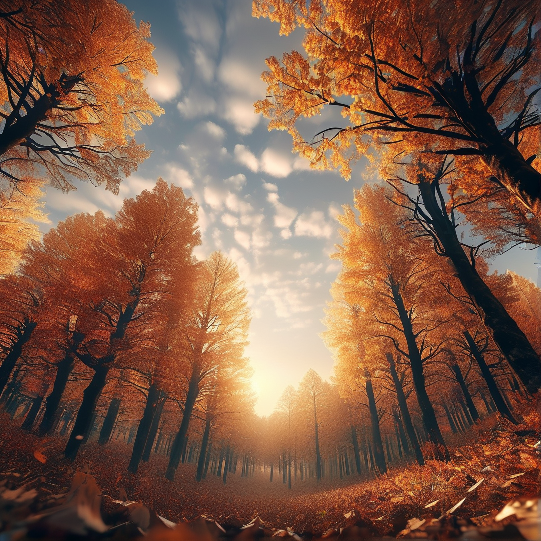 Sunlit Autumn Forest