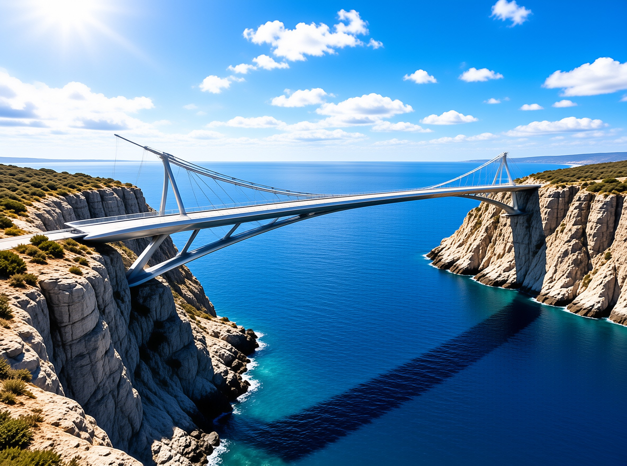 Modern Bridge Over Sea Cliffs