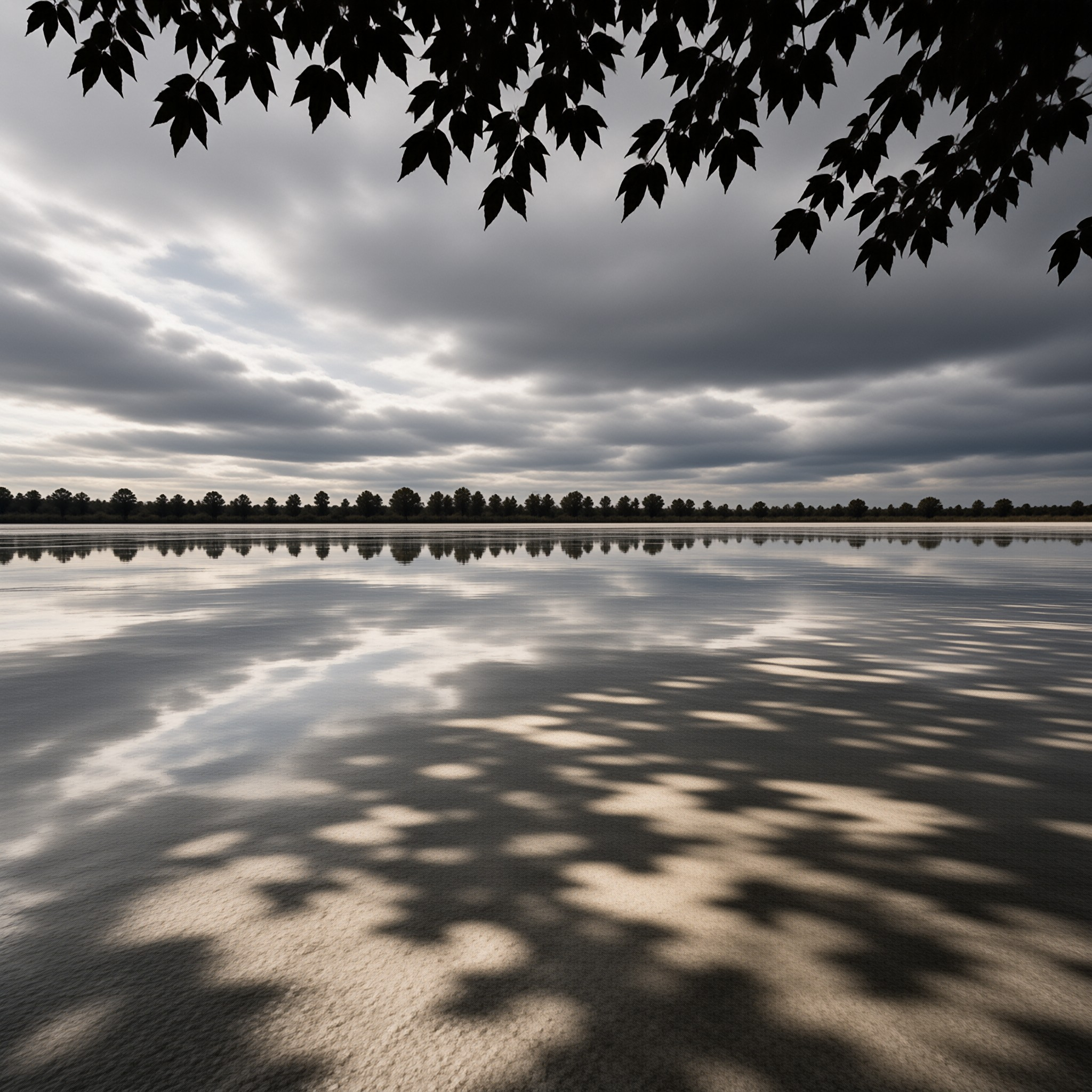 Leaf Shadows on Calm Water