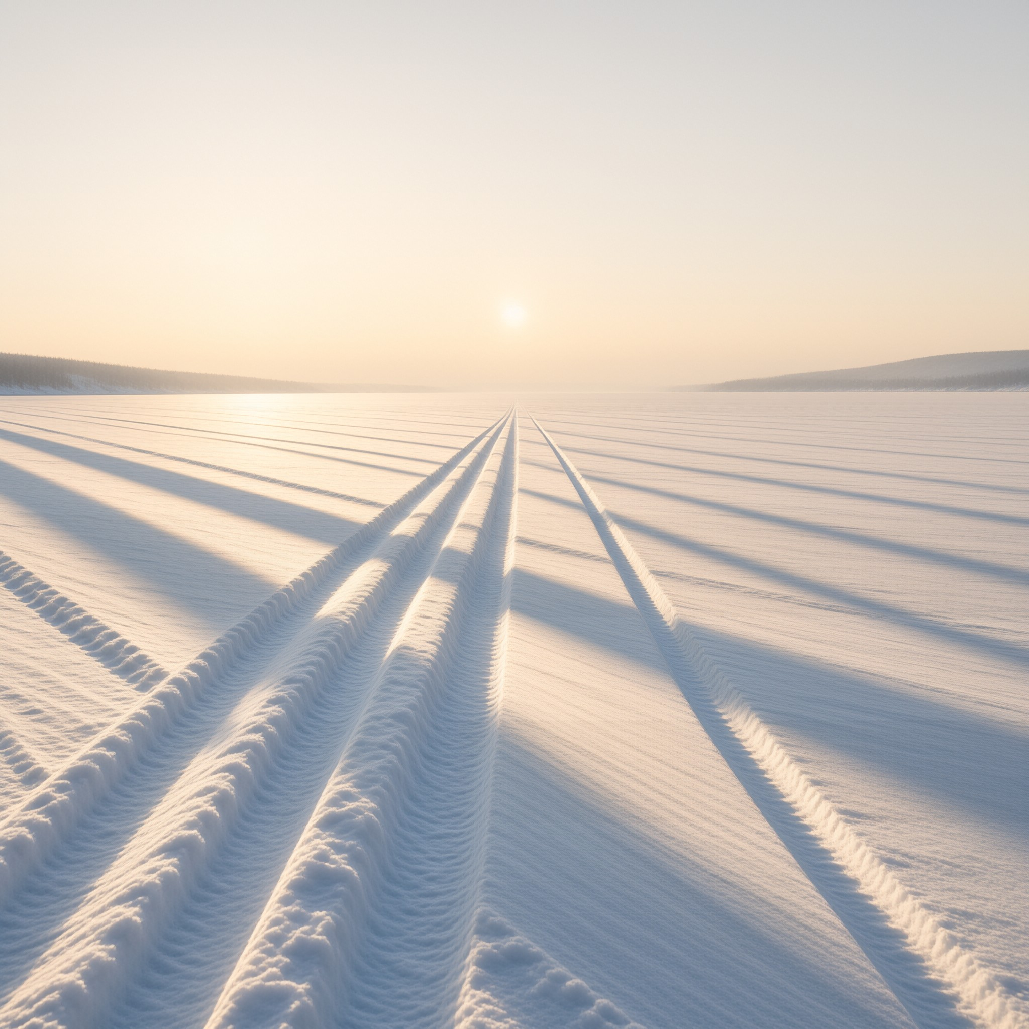 Snowy Pathway at Sunrise