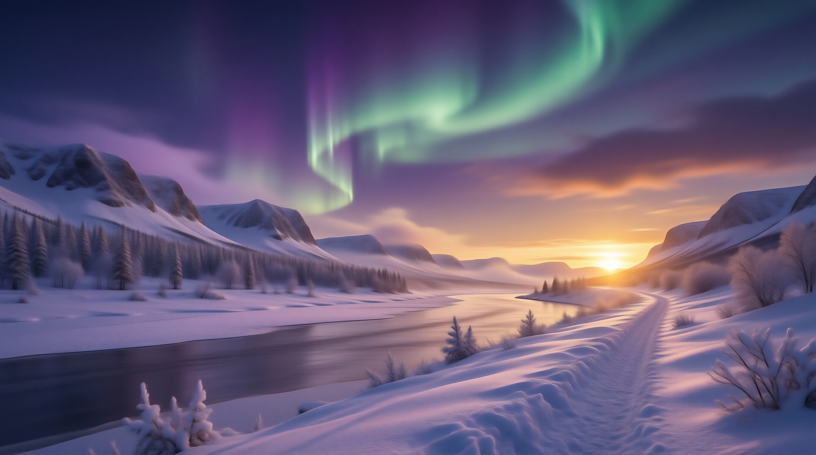 Aurora Over Winter Valley