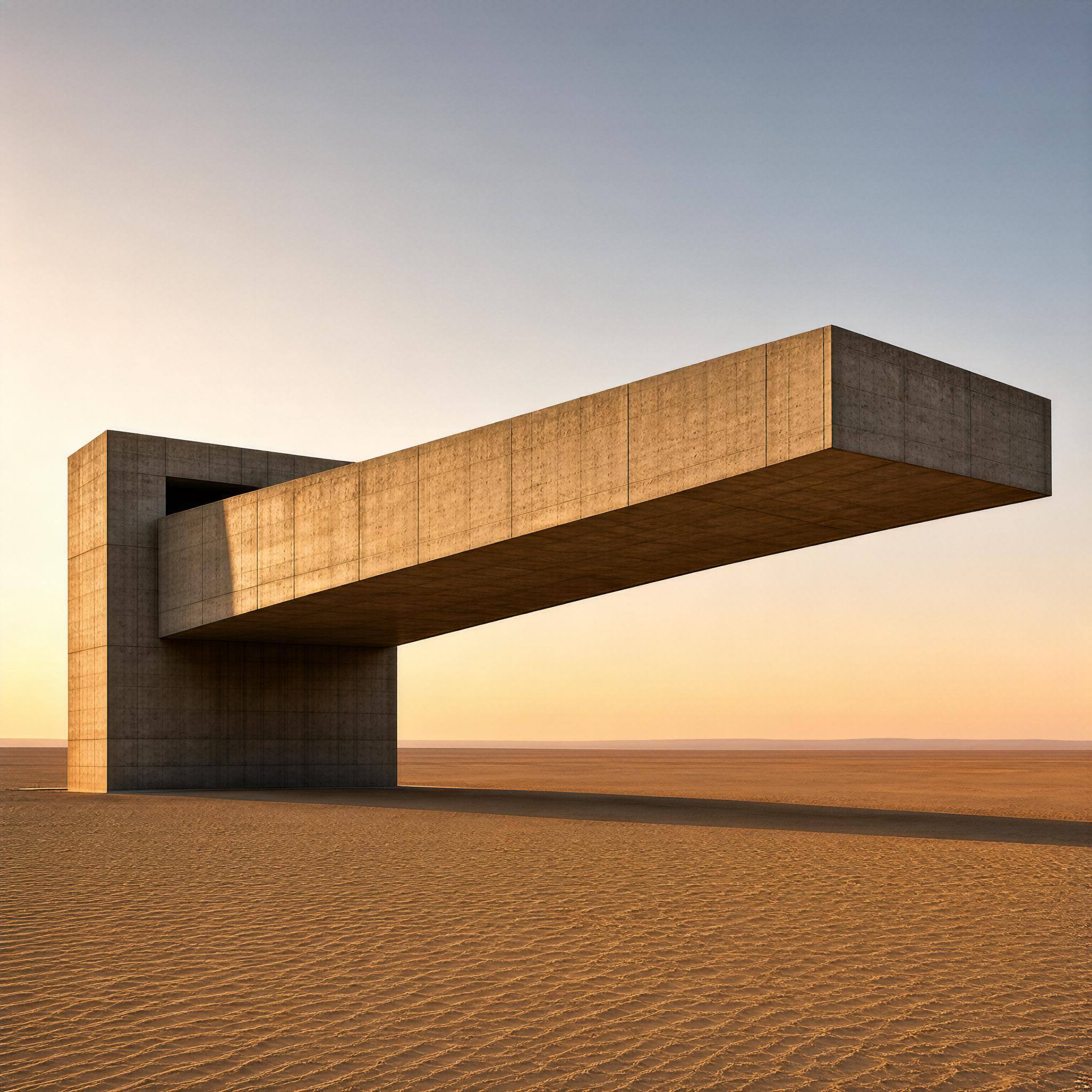 Modernist Concrete Structure in Desert
