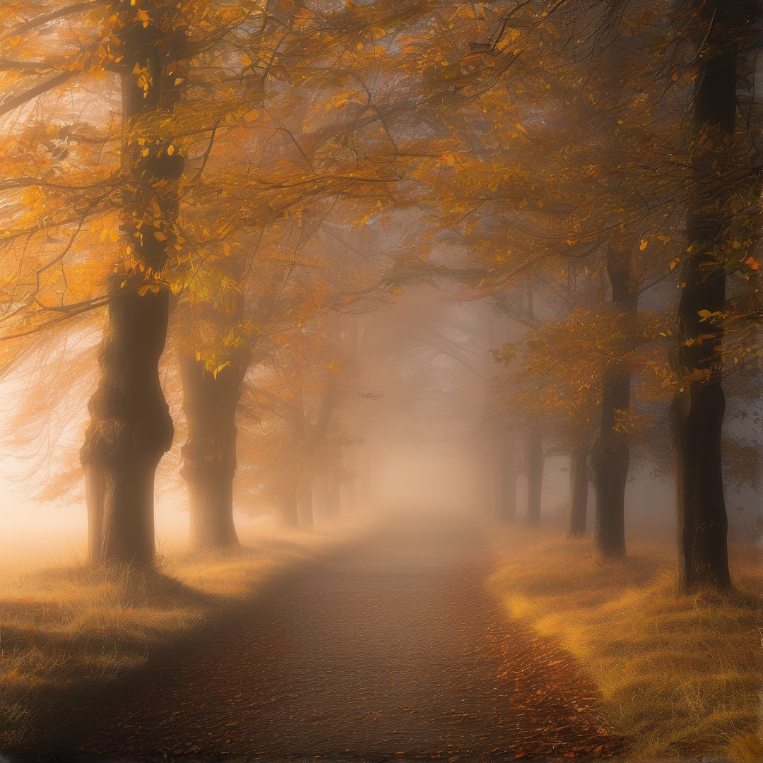 Misty Autumn Forest Path