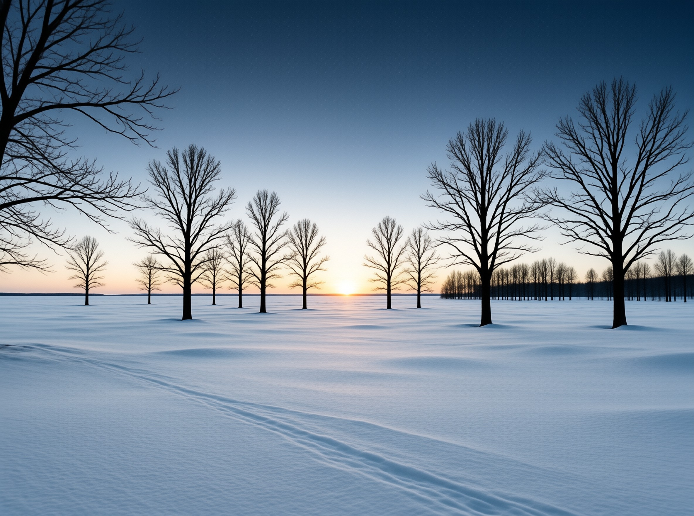 Snowy Field at Sunrise