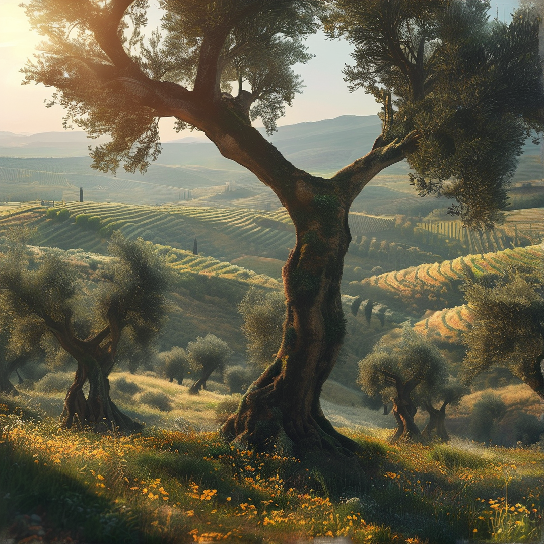 Sunlit Olive Grove