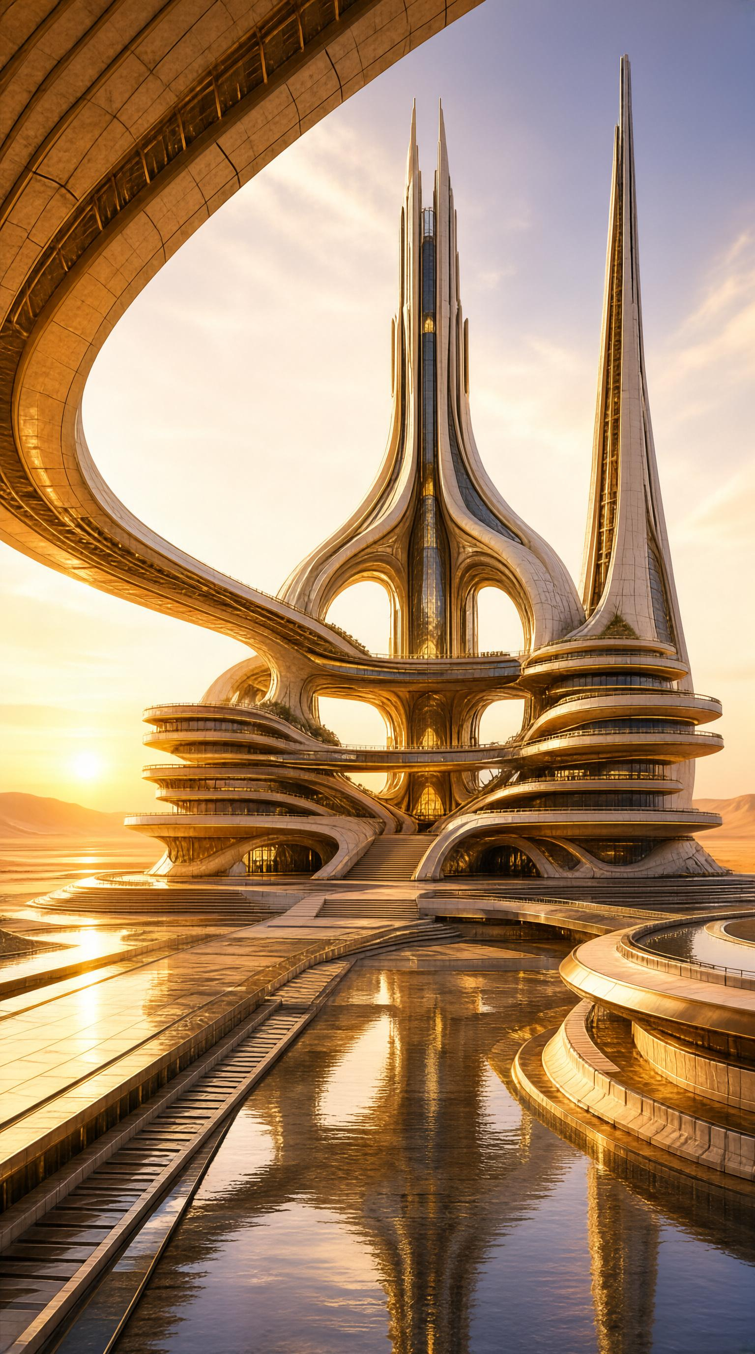 Futuristic Golden Tower