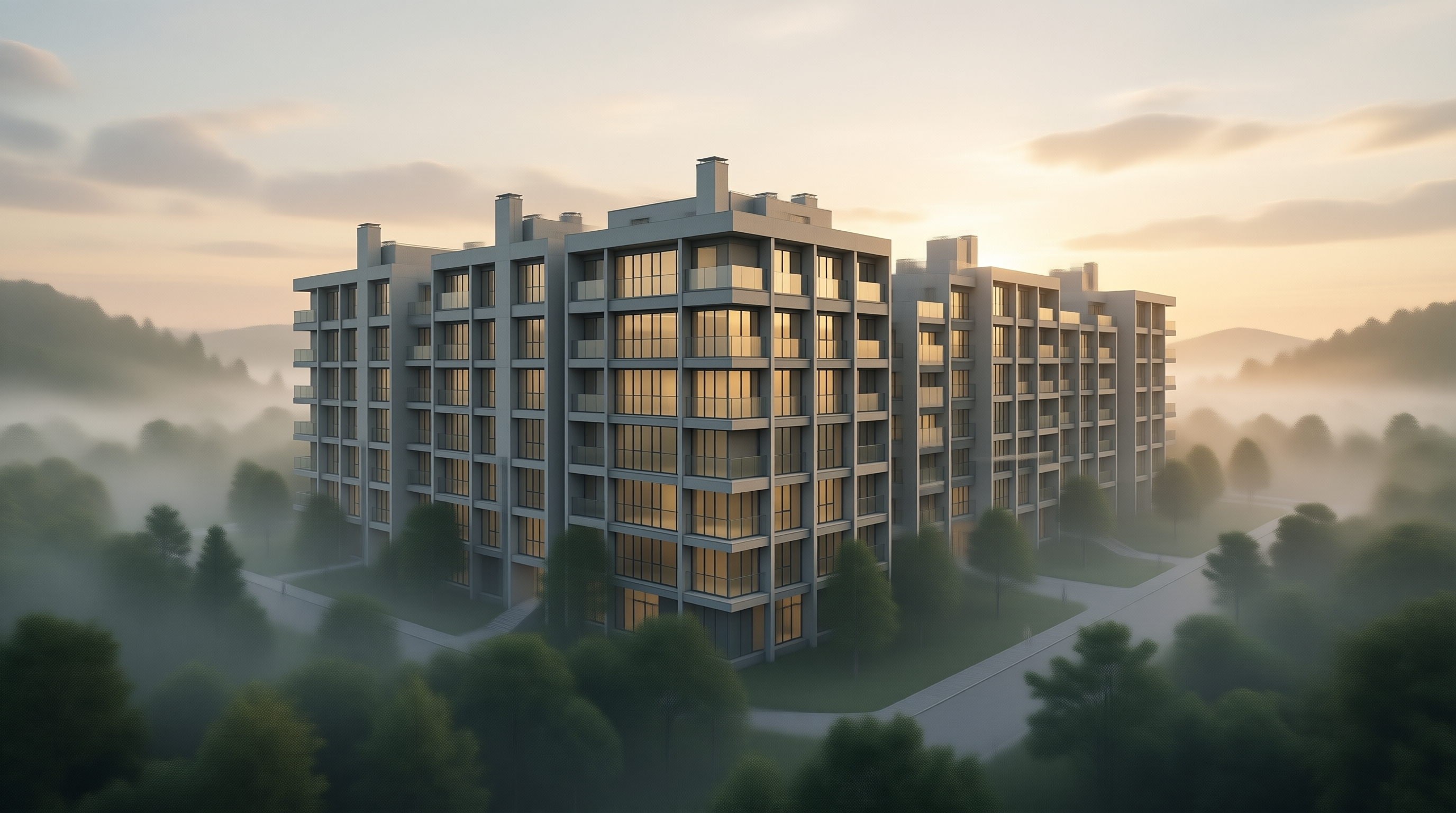 Modern Apartments in Mist