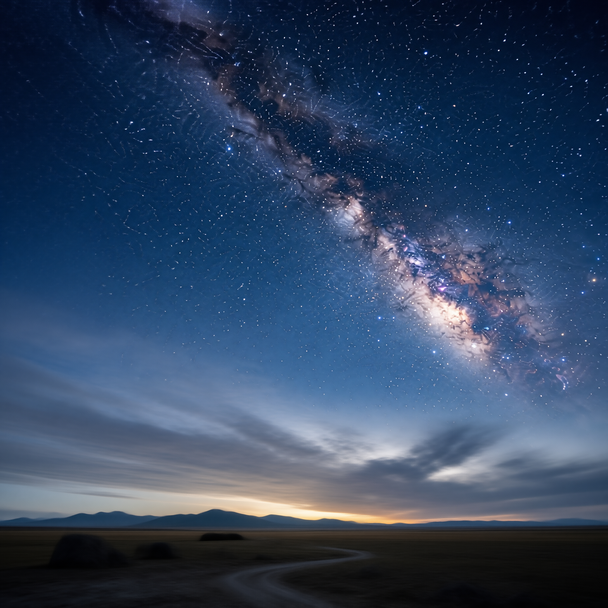 Milky Way Over Night Landscape