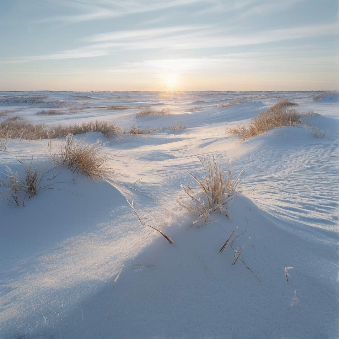 Sunrise Over Snowy Field