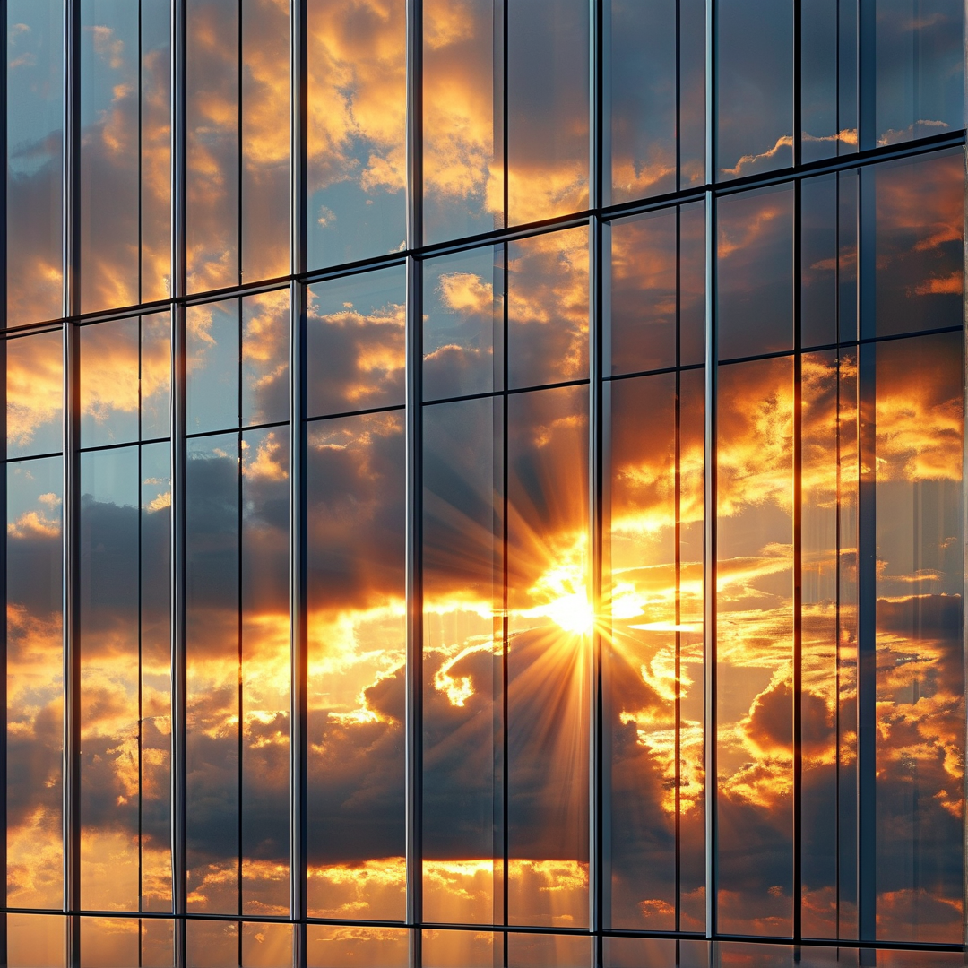 Sunset Reflection on Glass Building