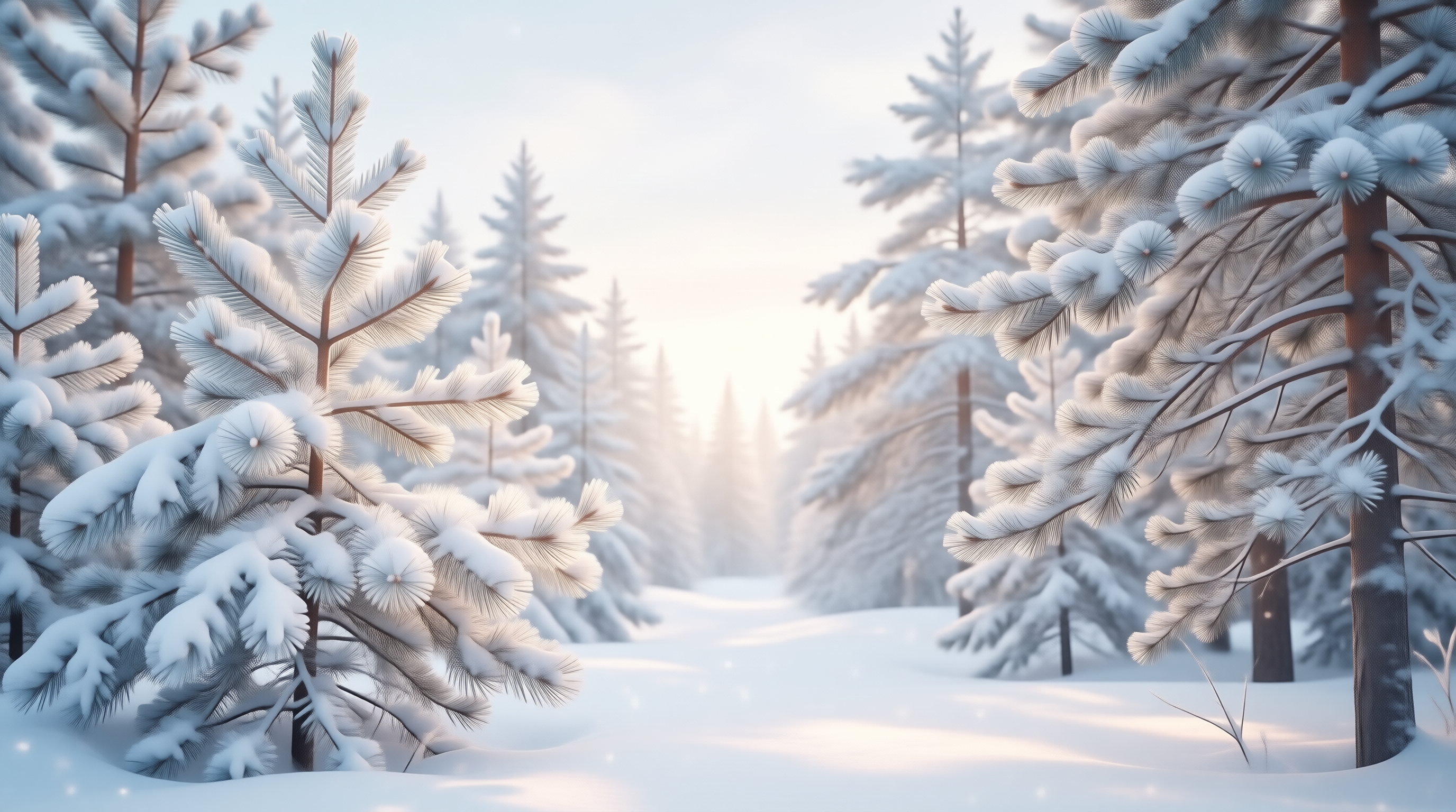 Sunny Snowy Forest Scene