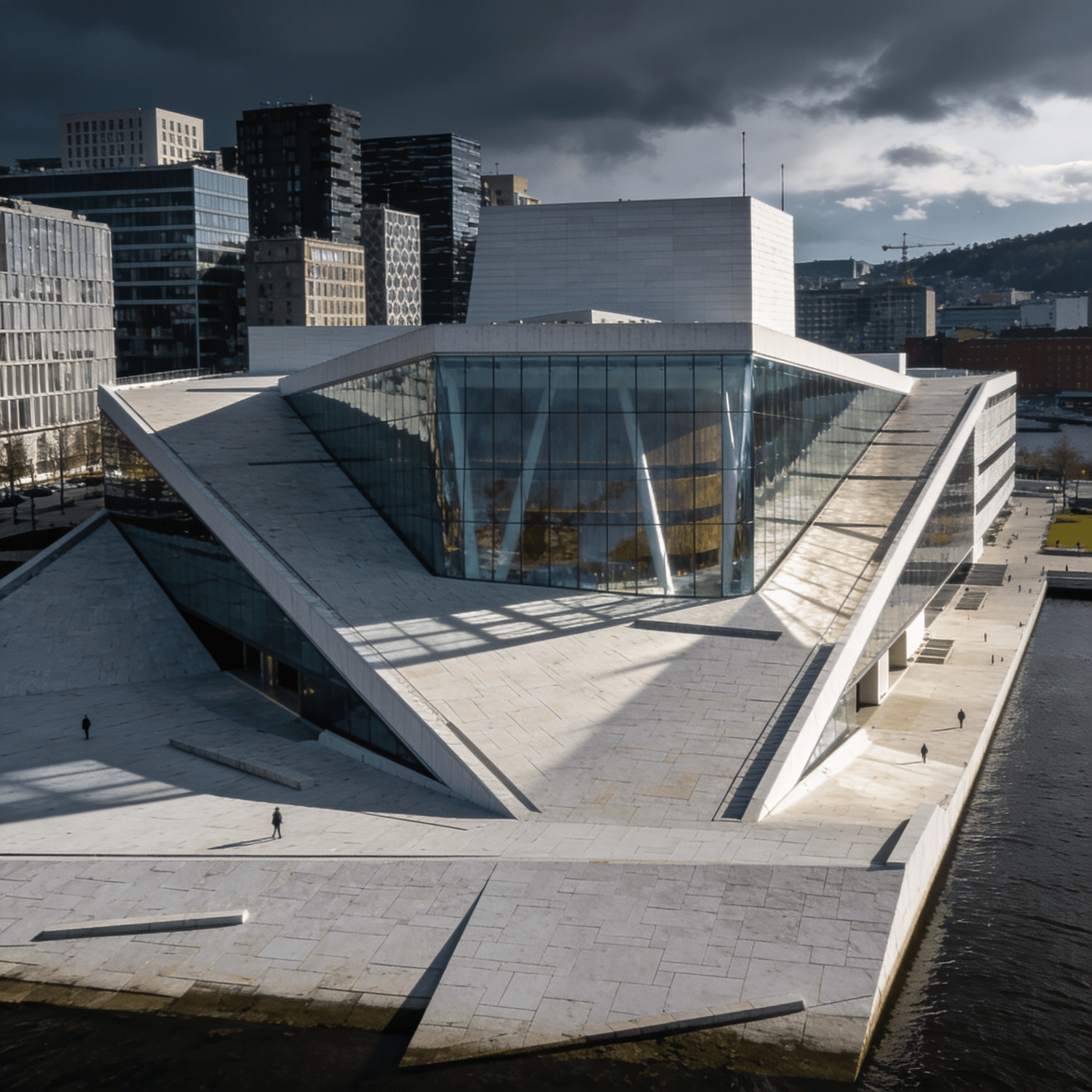 Museum with Glass Curtain Wall — Urban Plaza