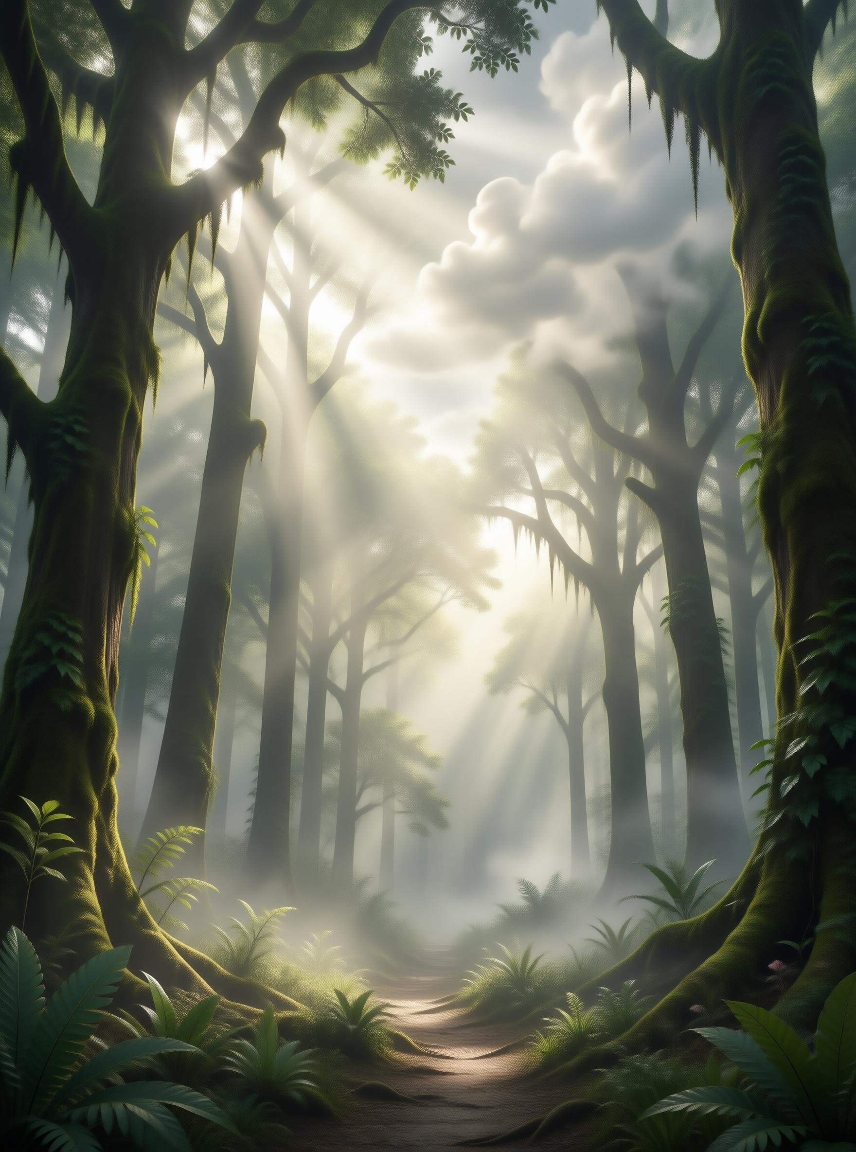Misty Forest Sunbeams