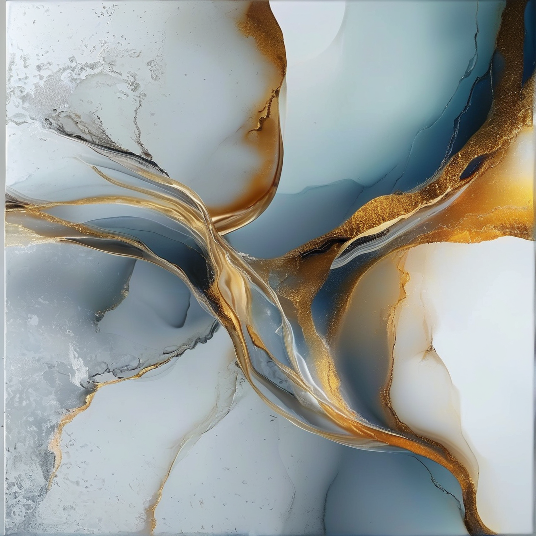 Abstract Gold Blue Swirls