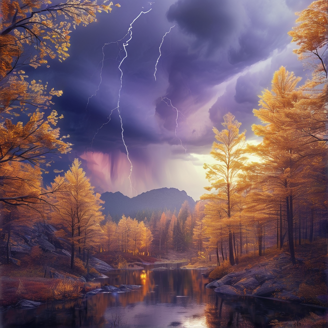 Autumn Storm Over Forest River