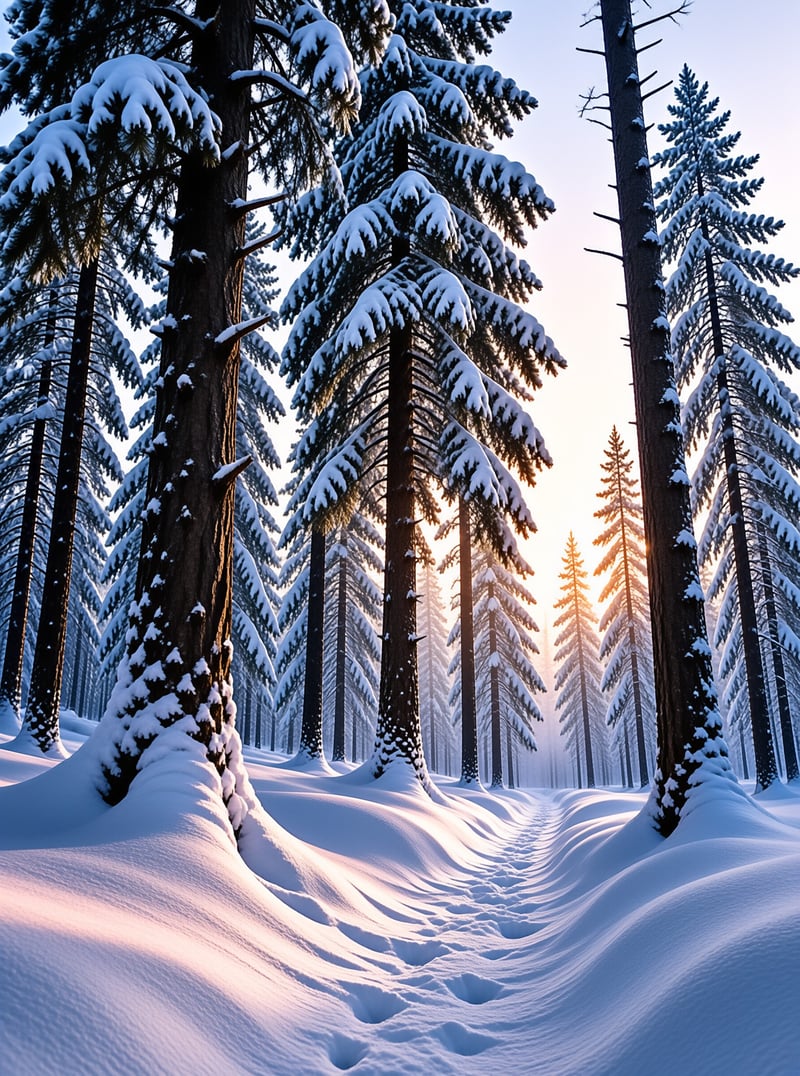 Serene Snowy Forest Trail