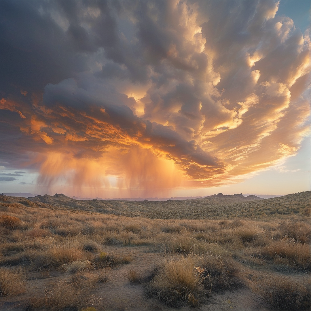 Golden Sunset Over Hills