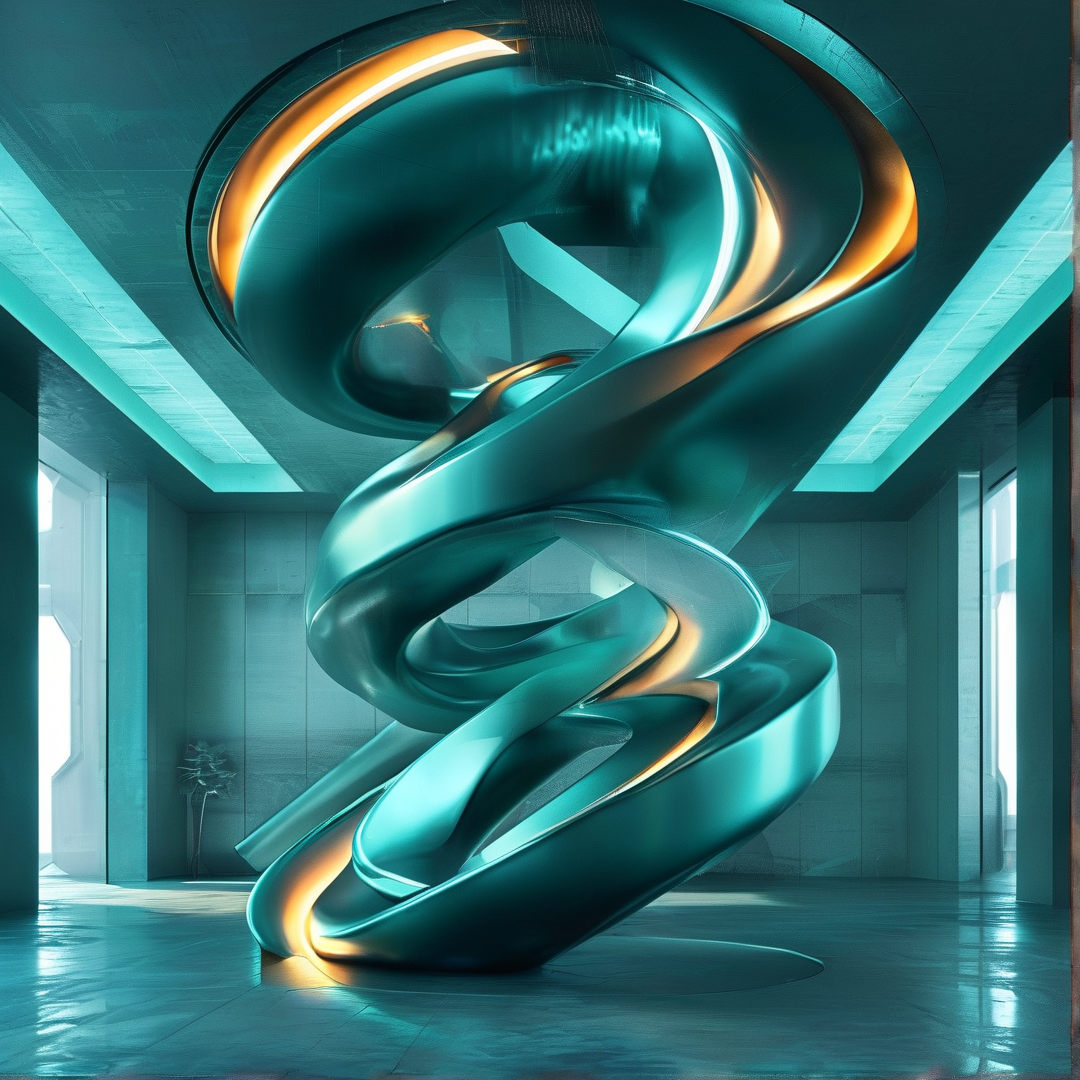 Futuristic Teal Spiral Art