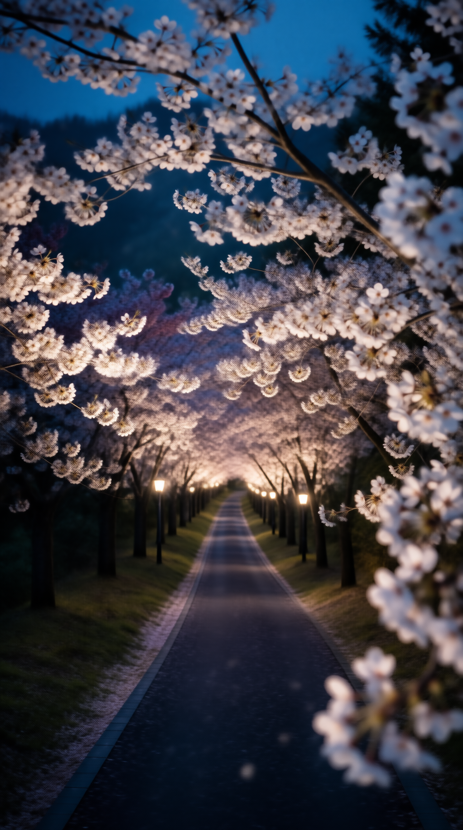 Night Cherry Blossom Walkway