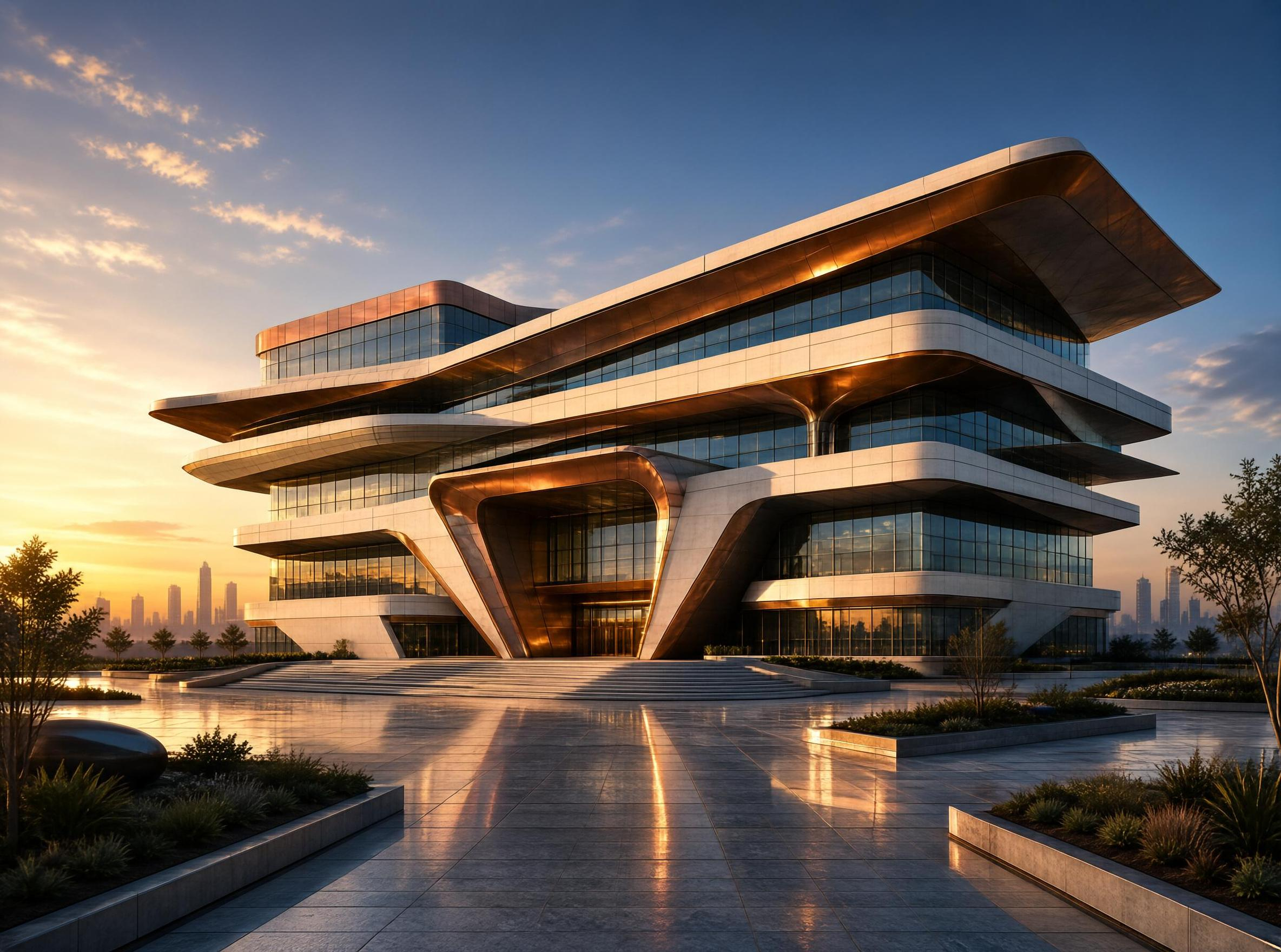 Modern Architecture at Sunset