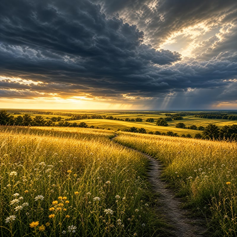 Golden Prairie Path Sunset