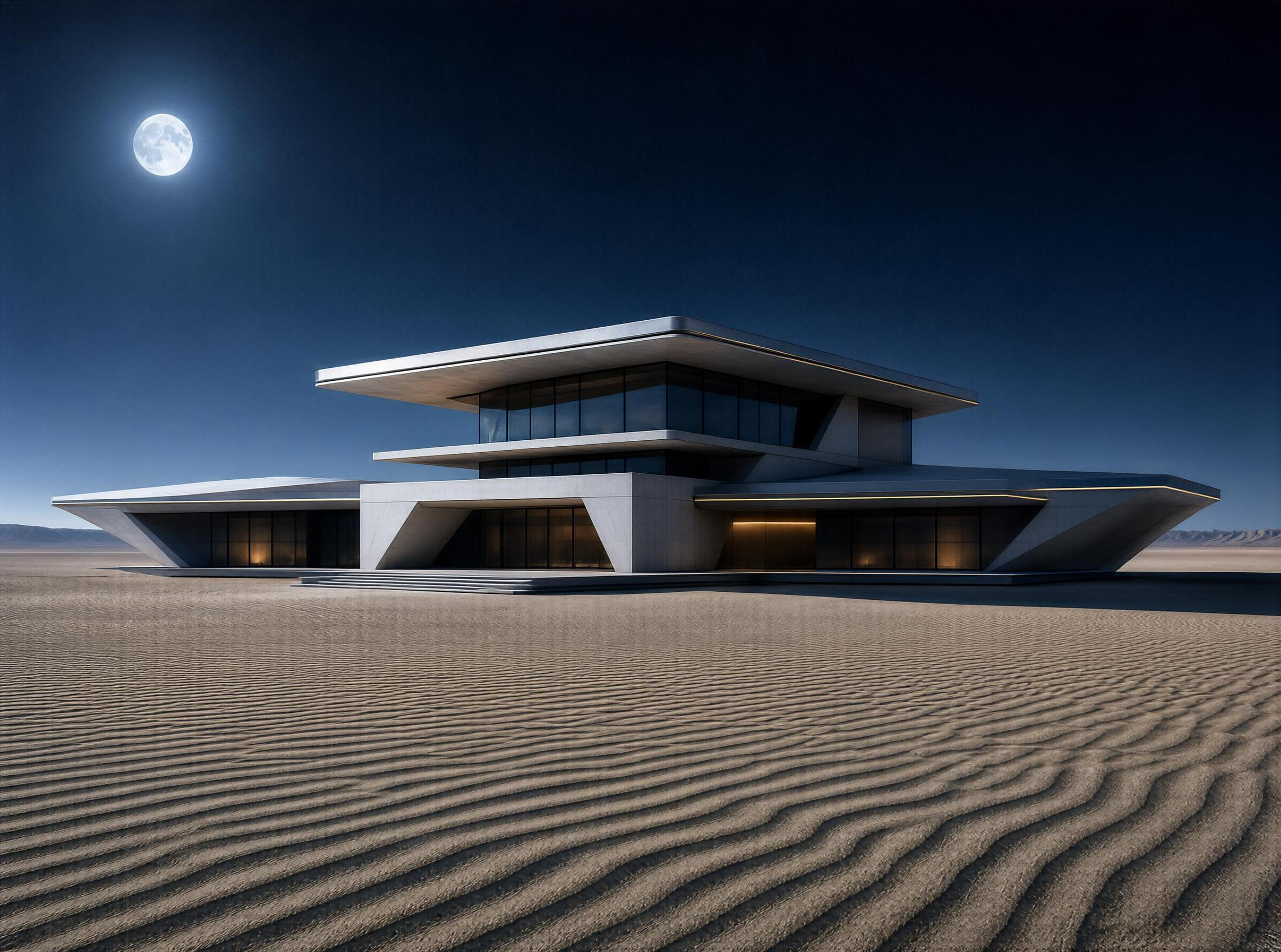 Moonlit Desert Architecture