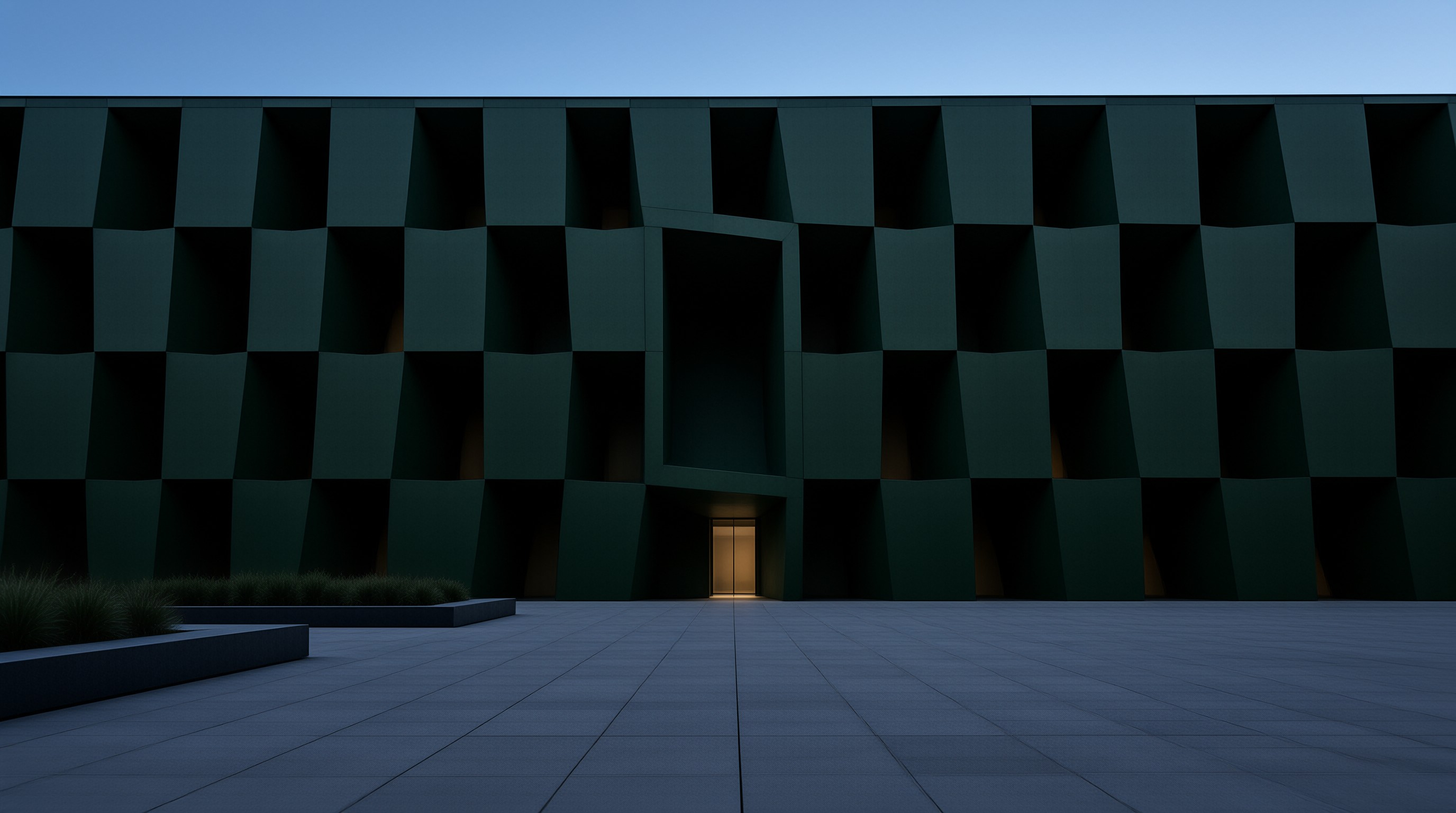 Dark Green Blocky Facade
