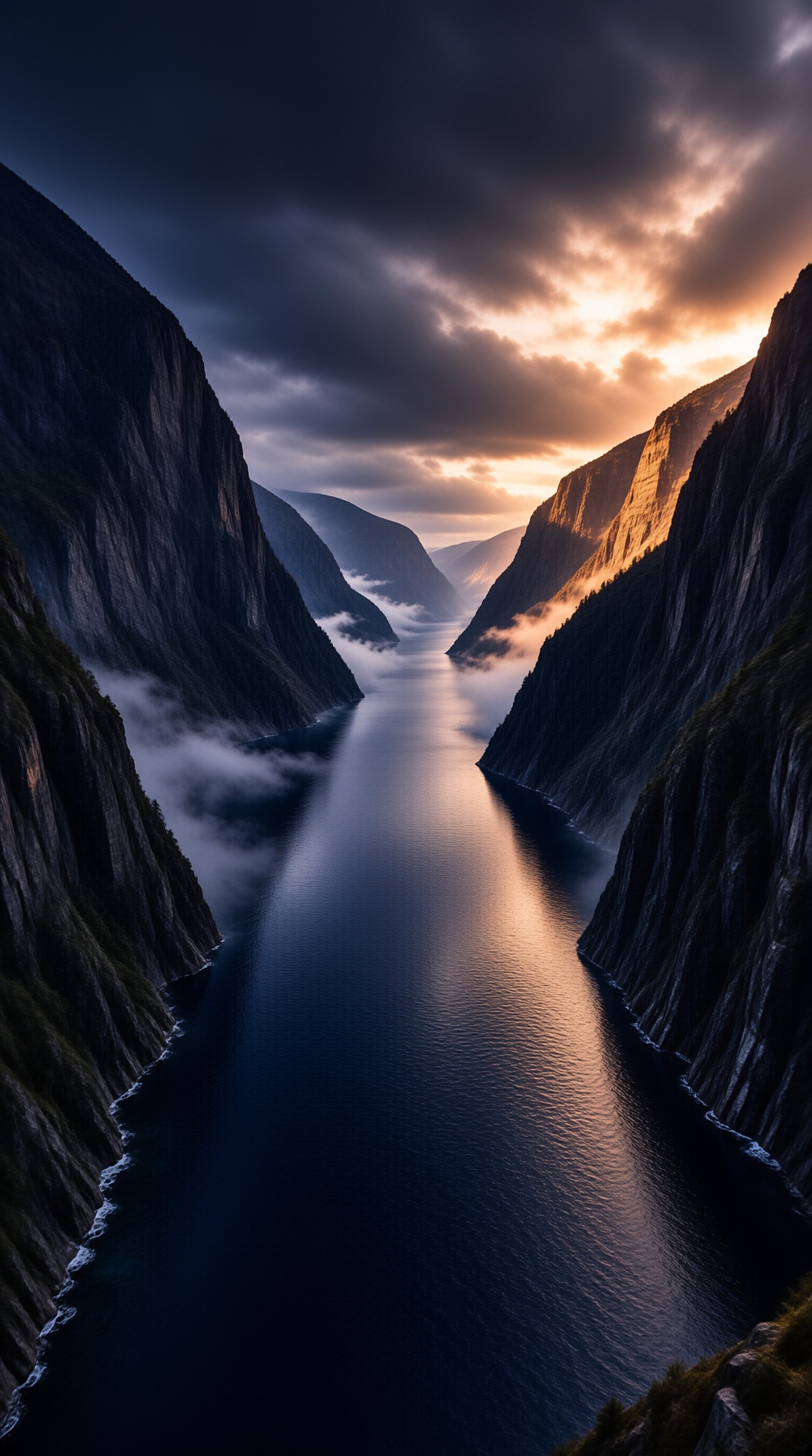 Misty Fjord at Sunset