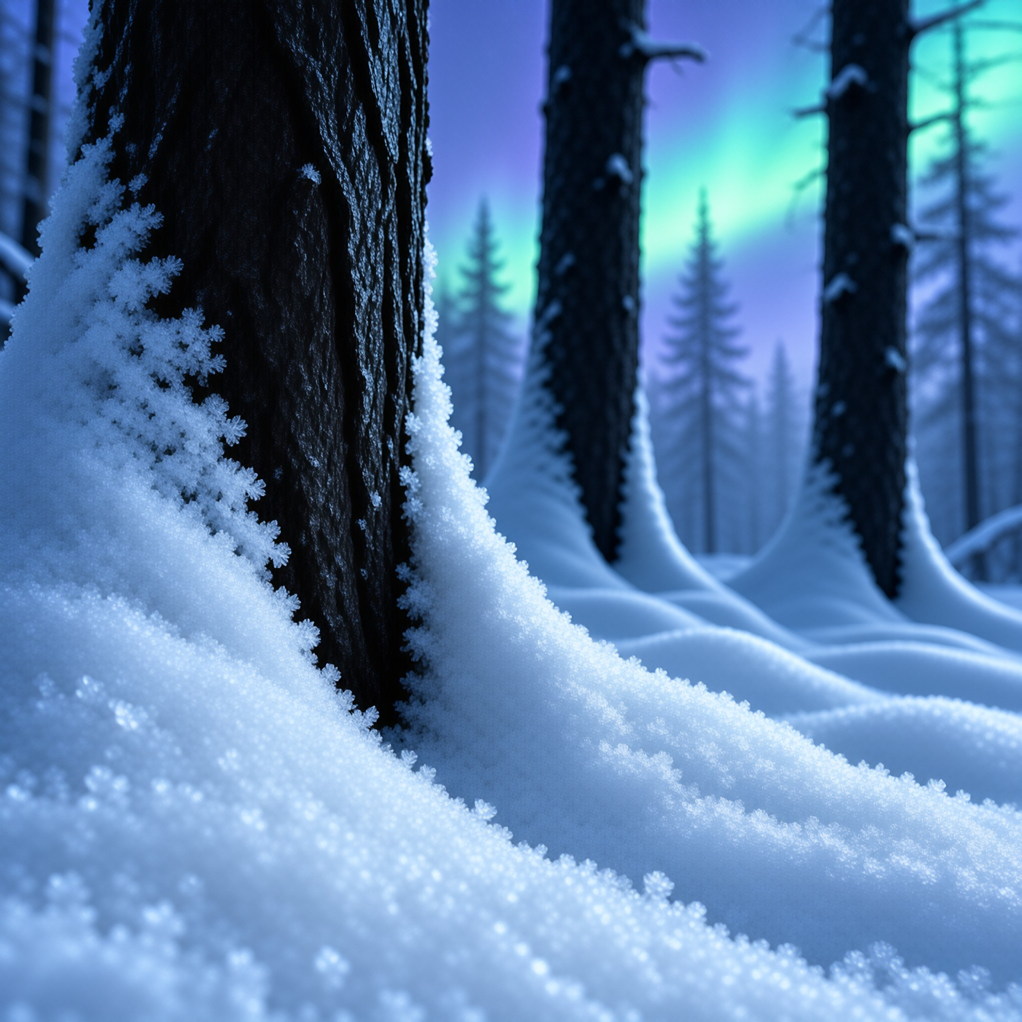 Winter Forest with Aurora