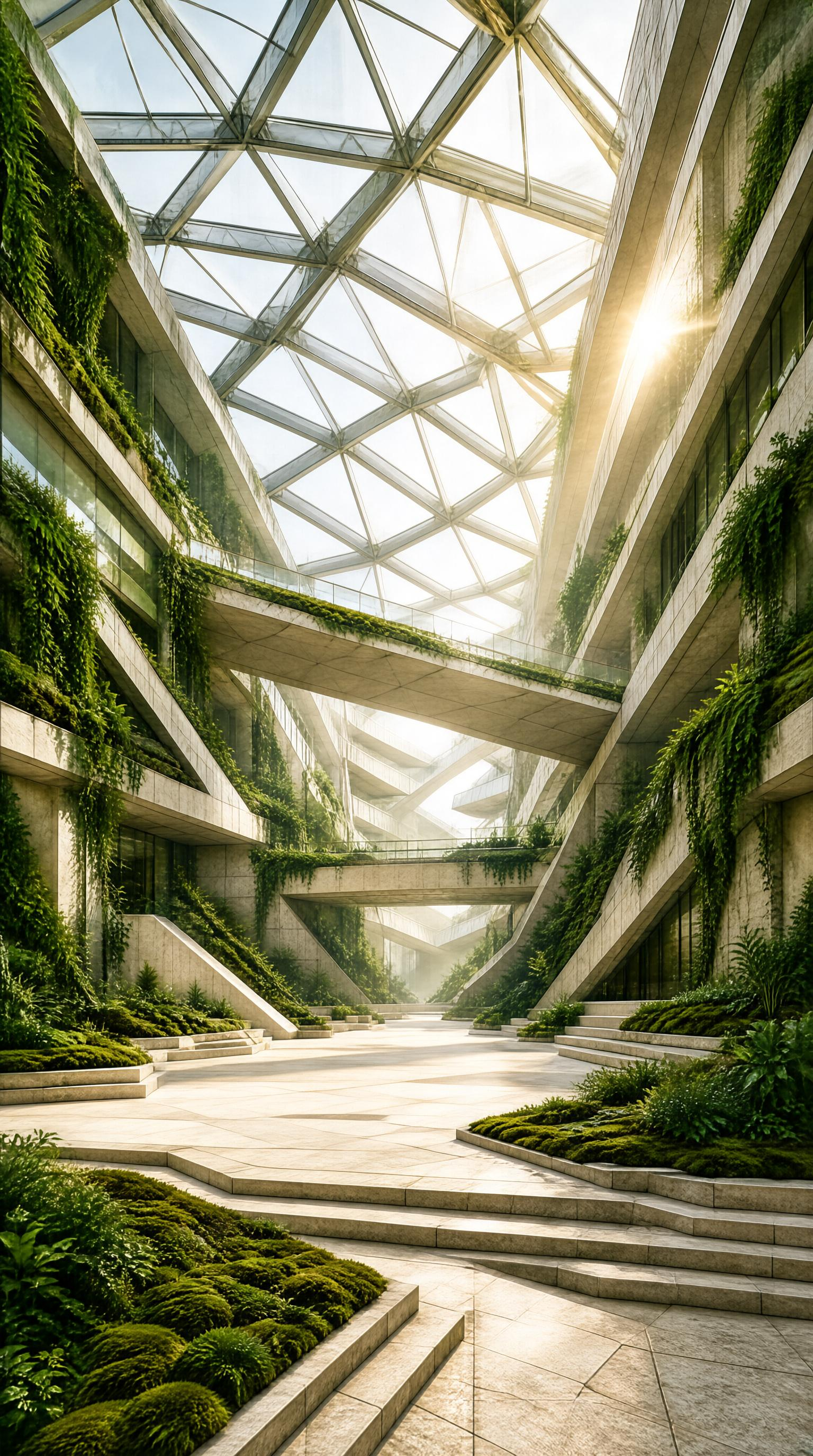 Modern Green Building Atrium