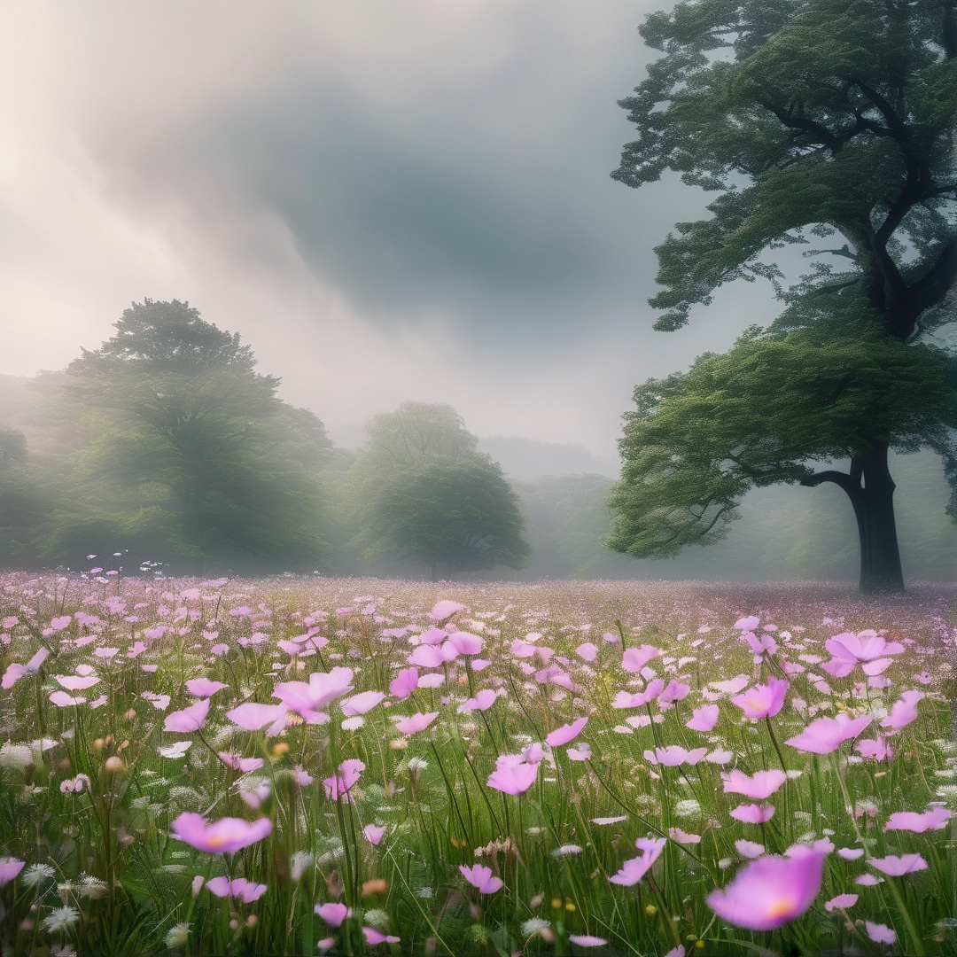 Misty Flower Field