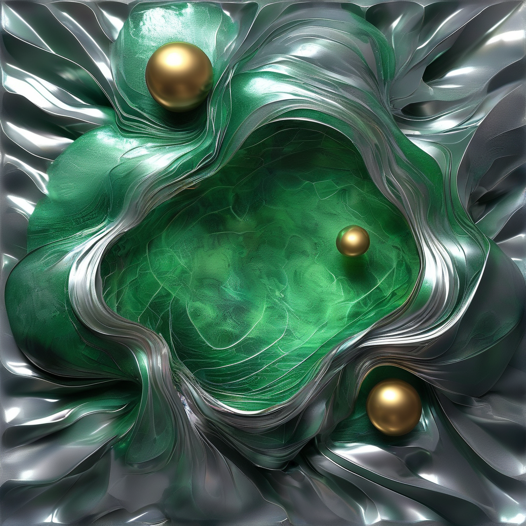 Abstract Green Metallic Flow