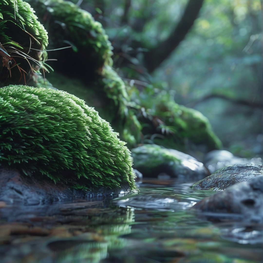 Mossy Rocks in Stream