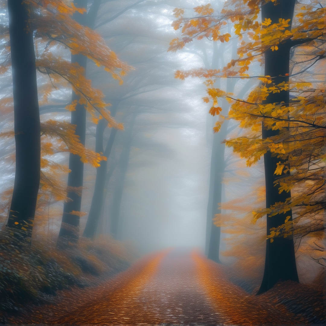 Misty Autumn Forest Path