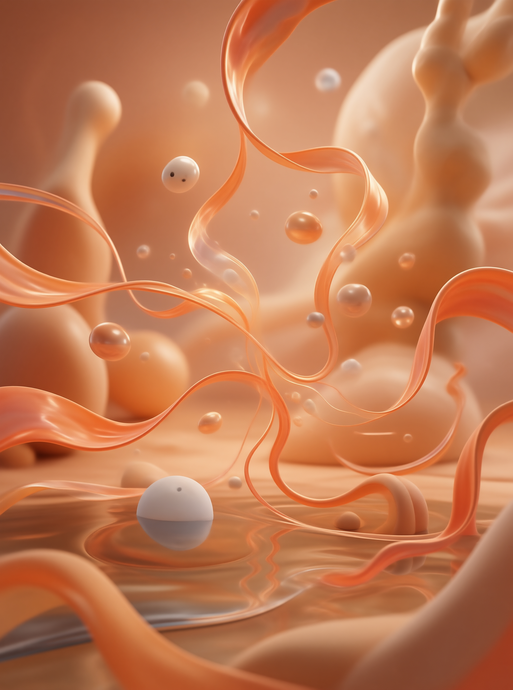 Abstract Orange Fluid Art