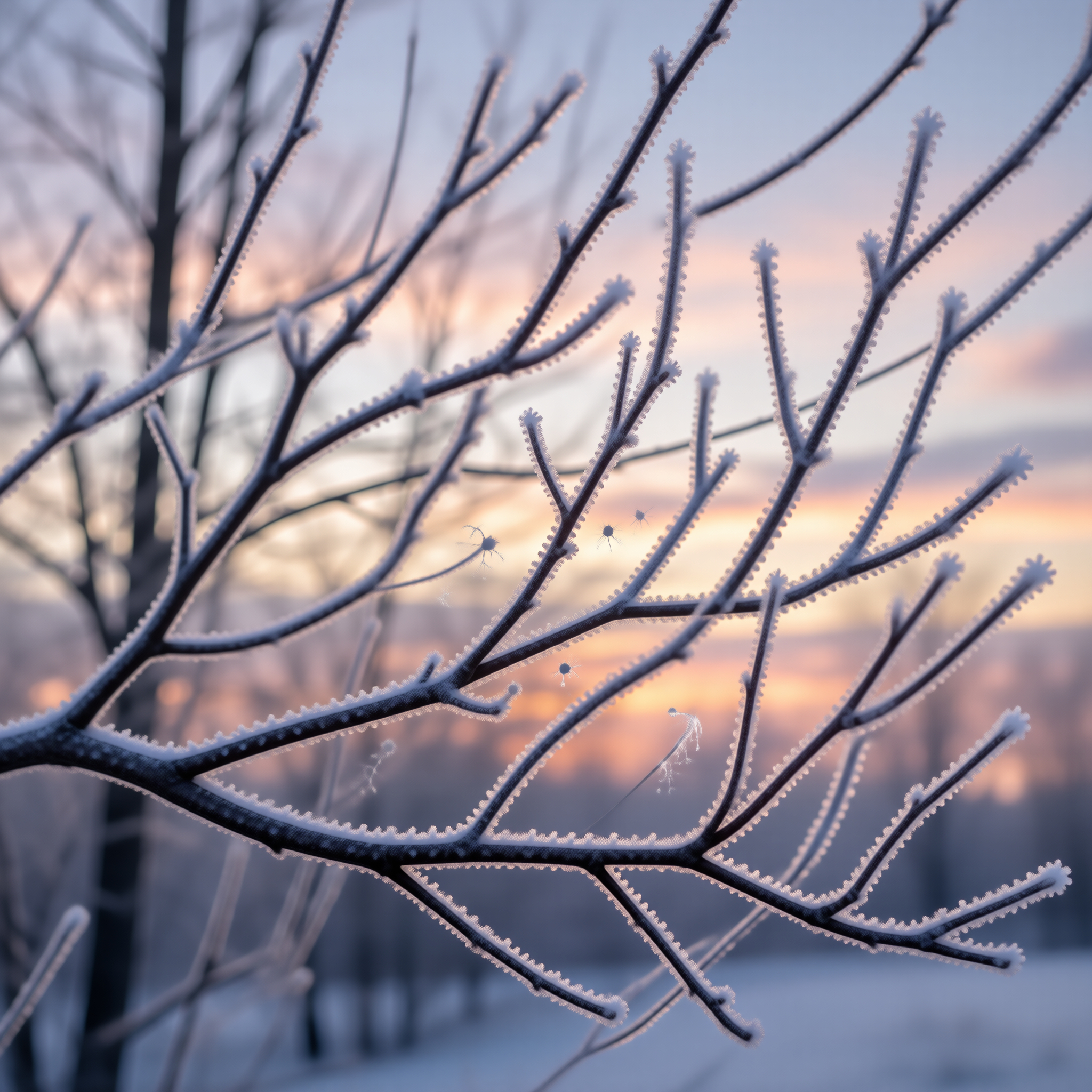 Frosted Branches at Sunset
