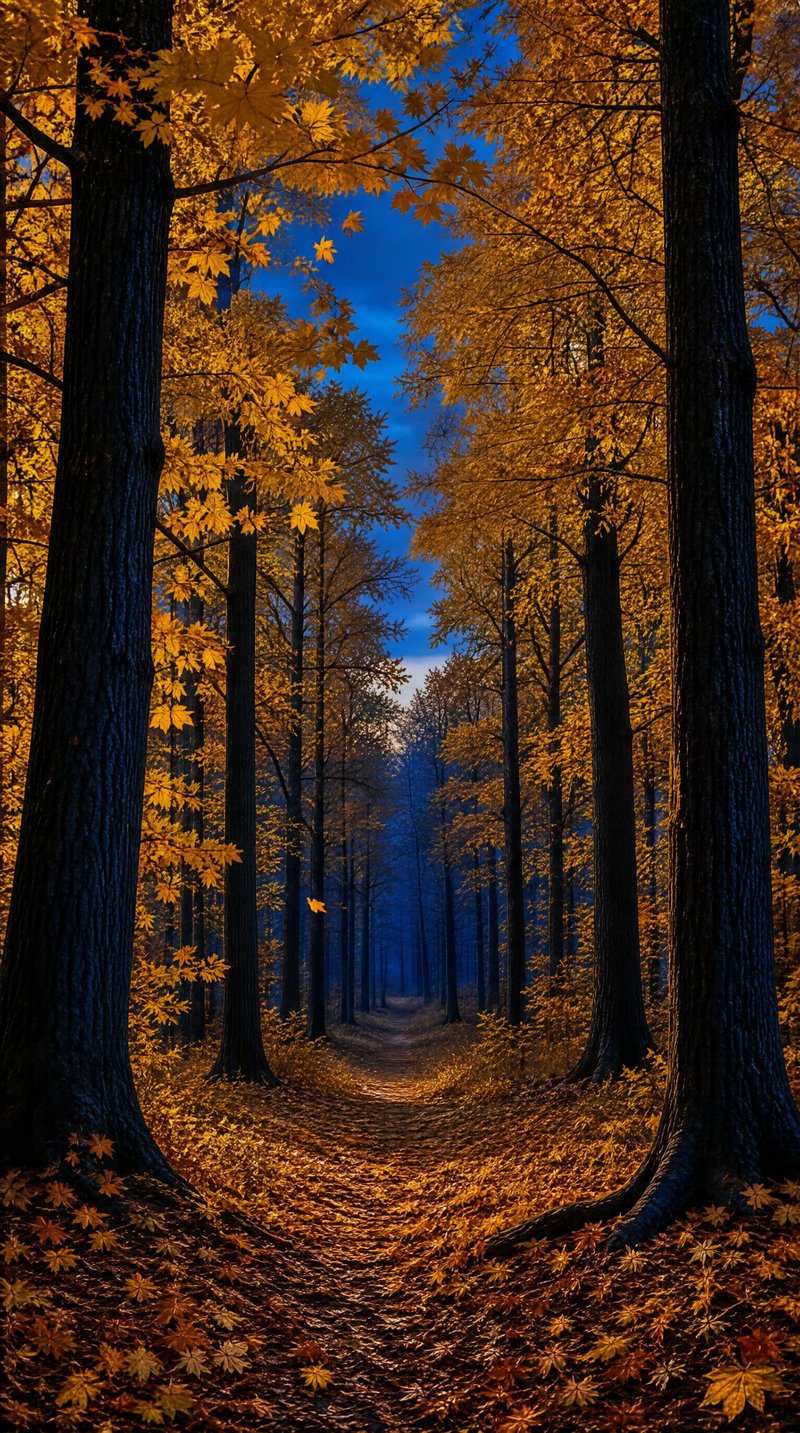 Autumn Forest Path at Dusk