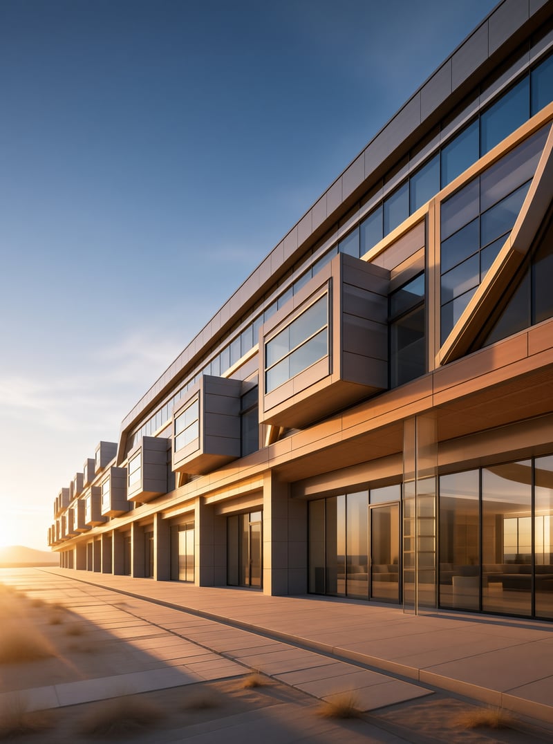 Modern Building at Sunset