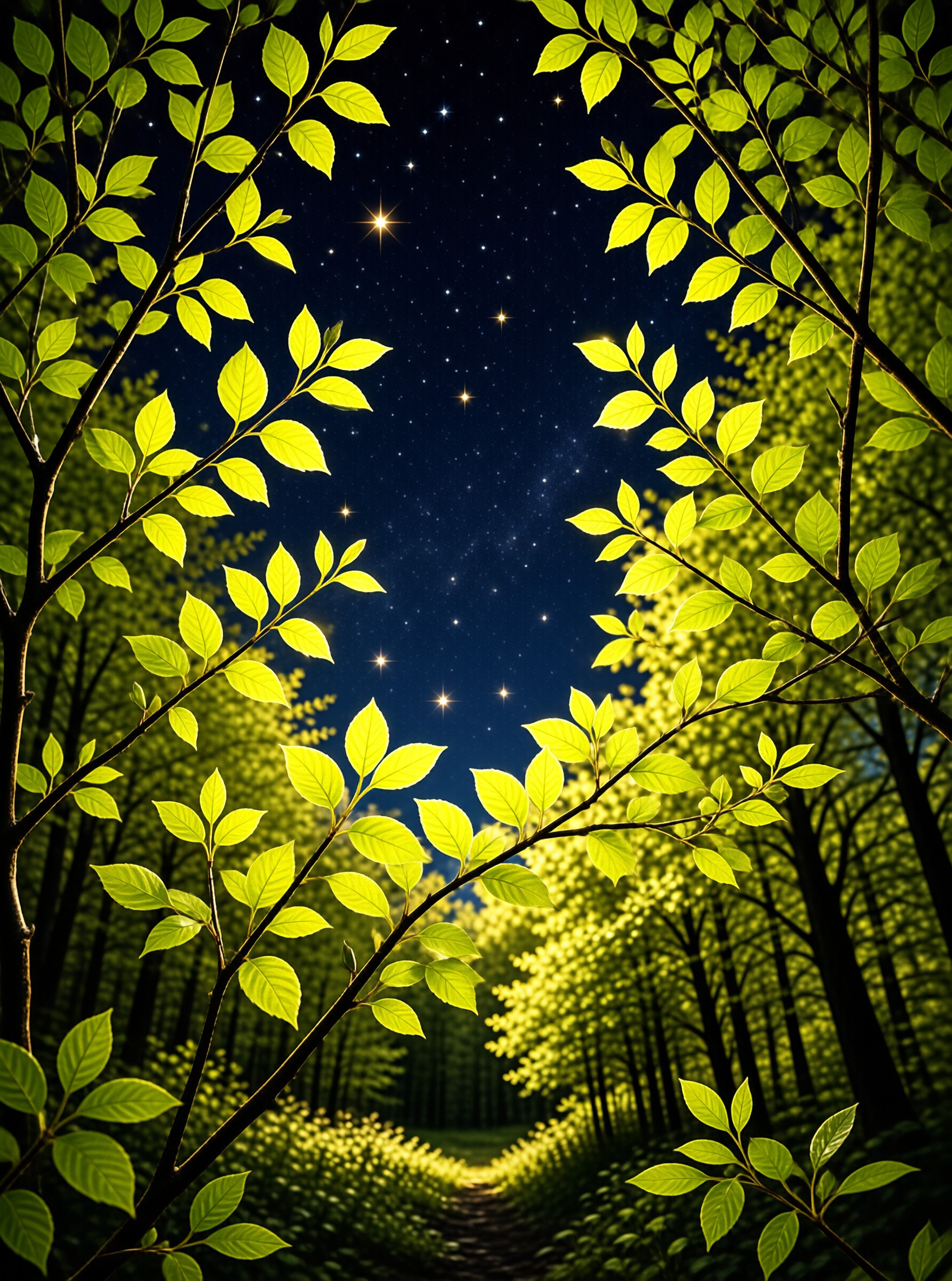Starry Night Forest Path