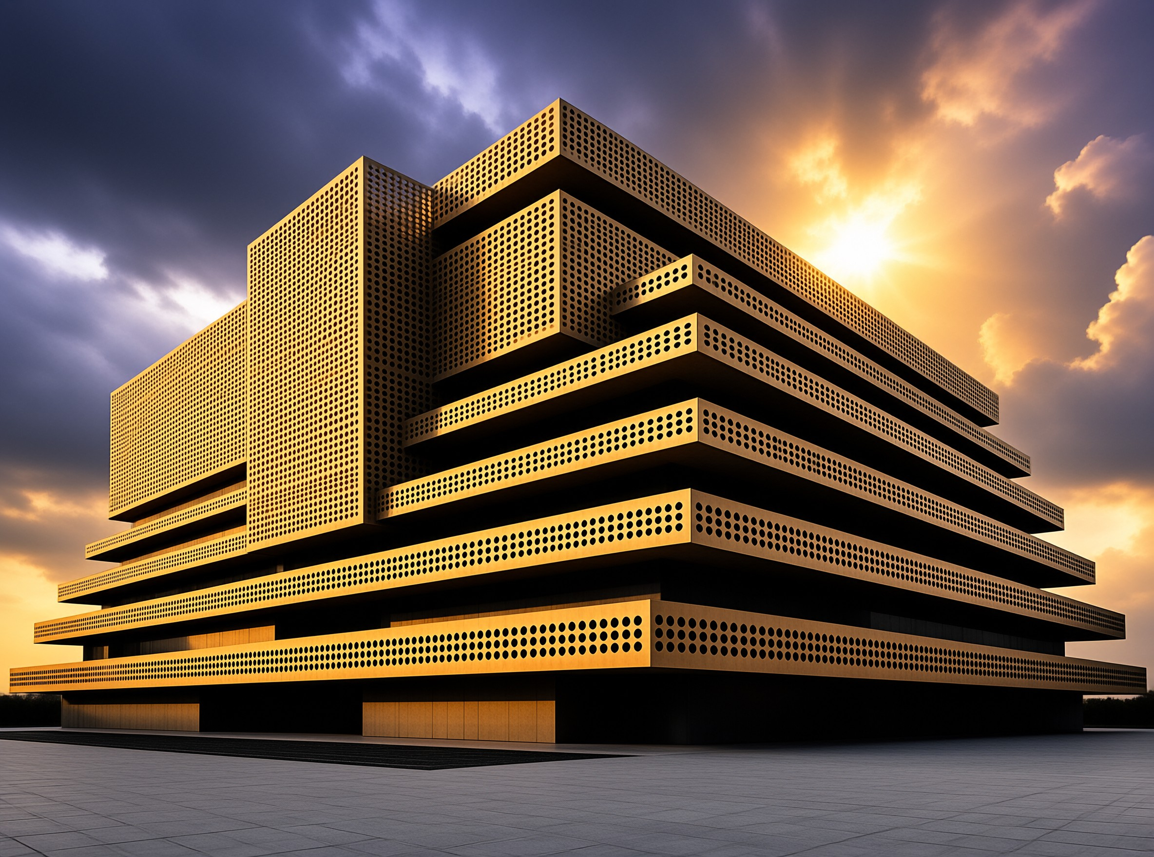 Perforated Golden Building
