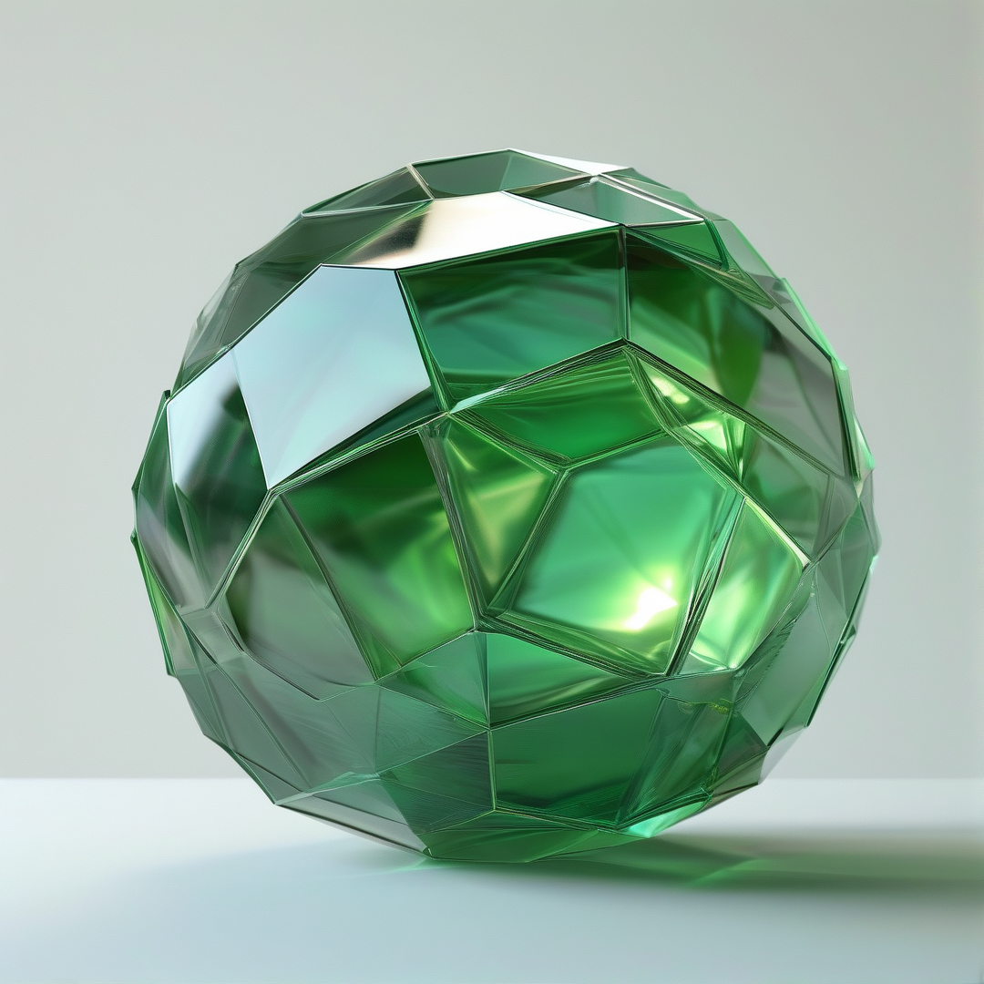 Green Faceted Crystal Sphere