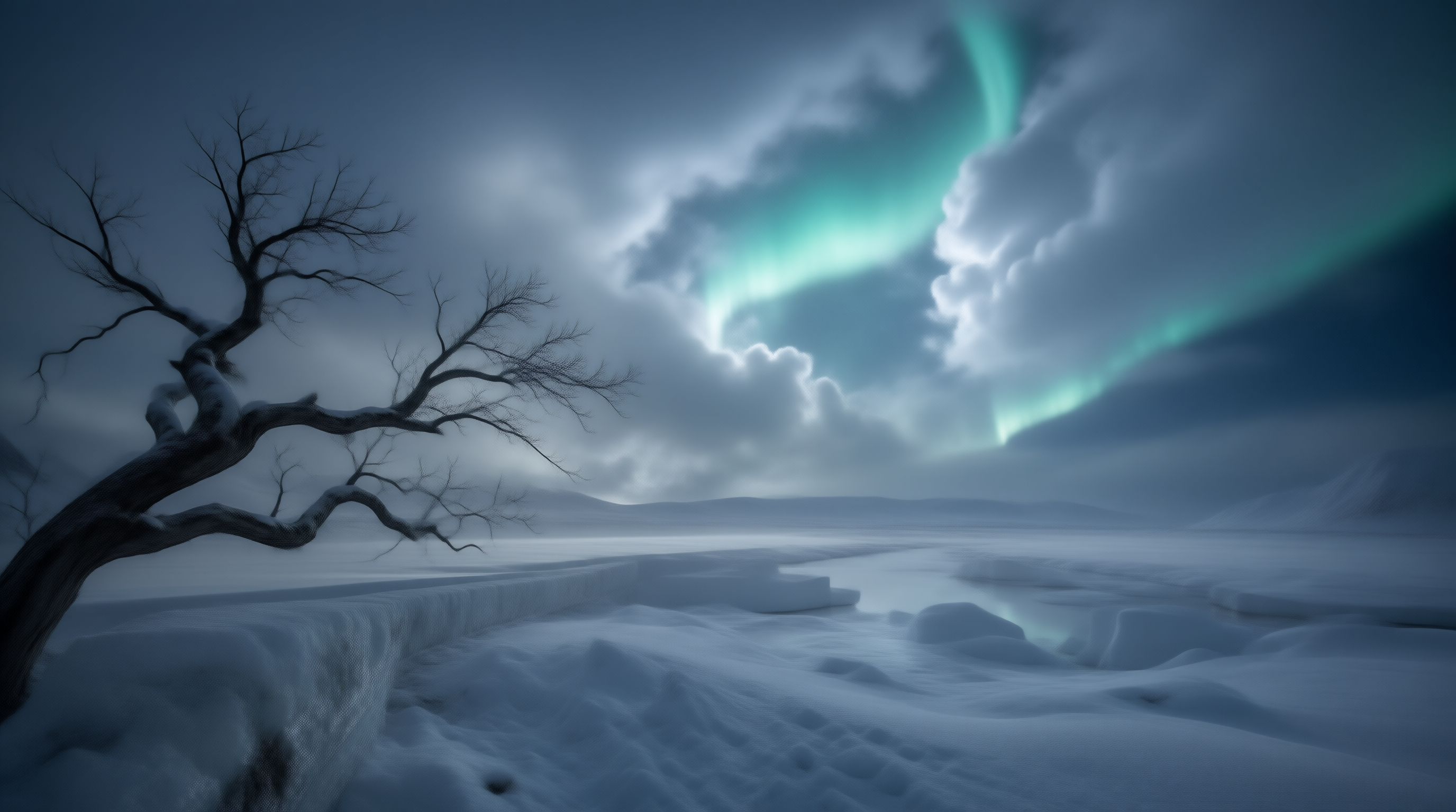 Aurora Over Snowy Landscape