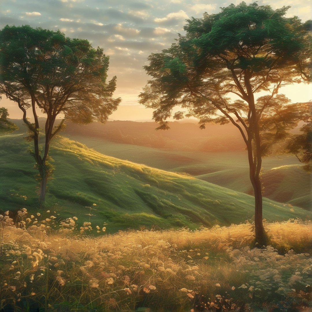 Golden Hour Hills and Trees
