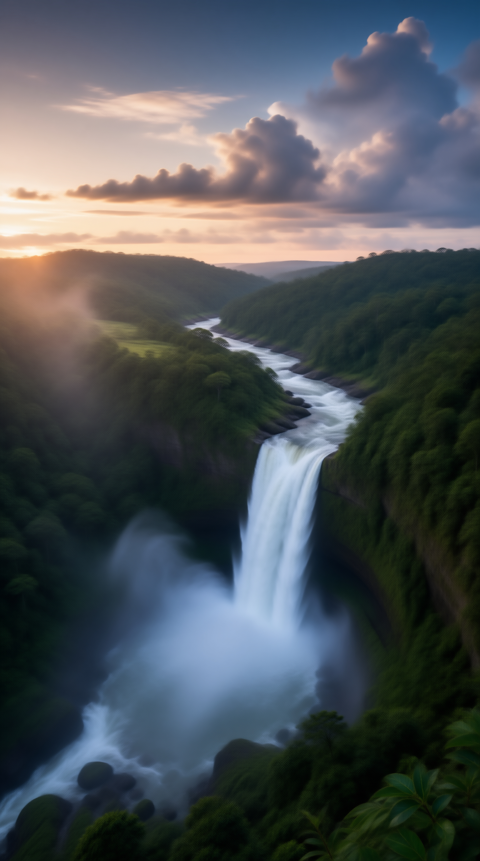 Sunset Waterfall Landscape