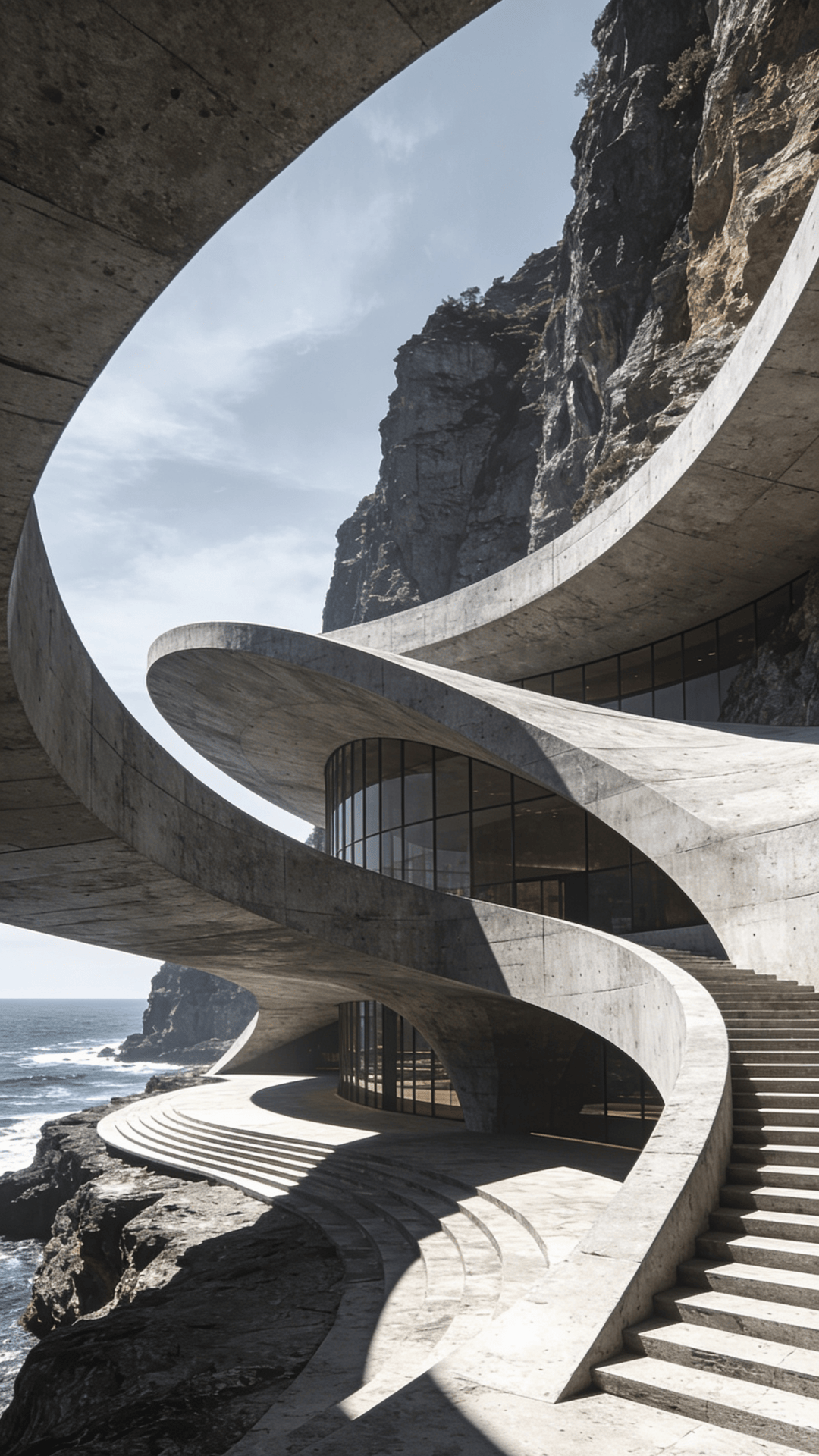 Cultural Center with Curved Concrete — Coastal Cliff